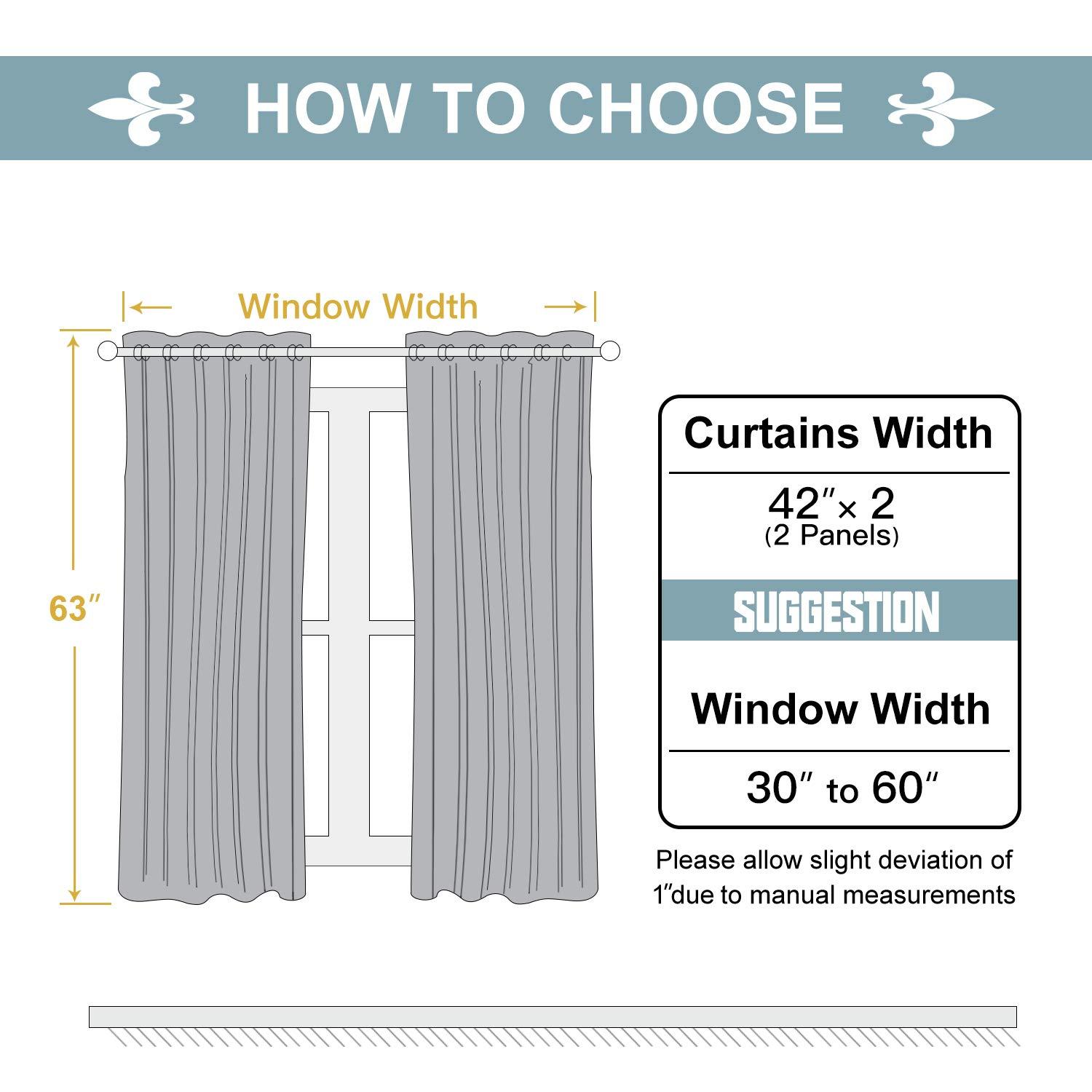 ChrisDowa 100% Blackout Curtains for Bedroom with Black Liner, 2 Thick Layers Total Blackout Thermal Insulated Grommet Window Curtains 63 Inch Length 2 Panels Set (Light Grey, 42 x 63 Inch) - Image 2
