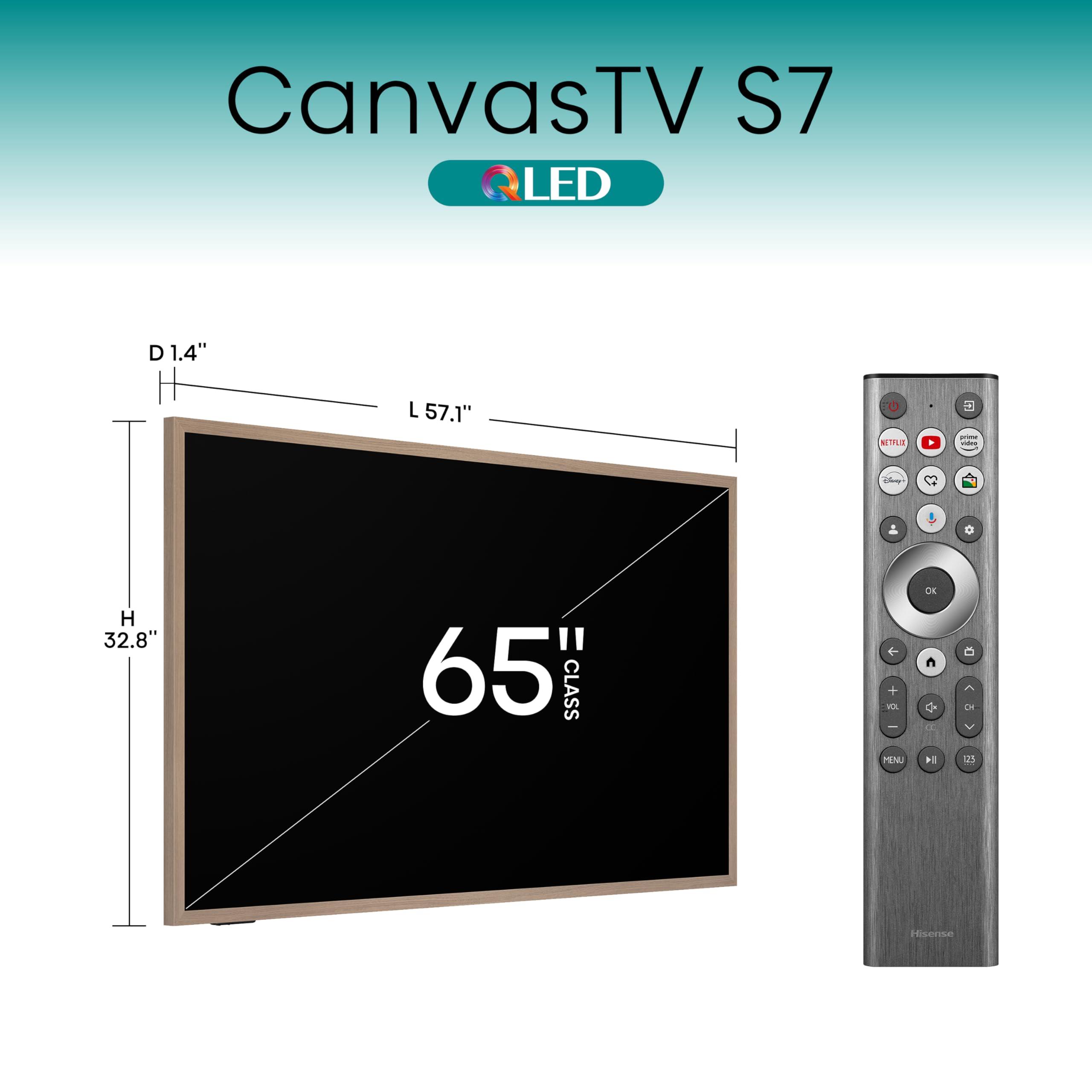 Hisense 65-Inch Class QLED 4K S7N CanvasTV™ Series Dolby Vision HDR Google Smart TV (65S7N) - 144Hz, Art Mode, Anti-Glare Panel, Hi-Matte Display, Frame & UltraSlim Wall Mount Included - Image 2