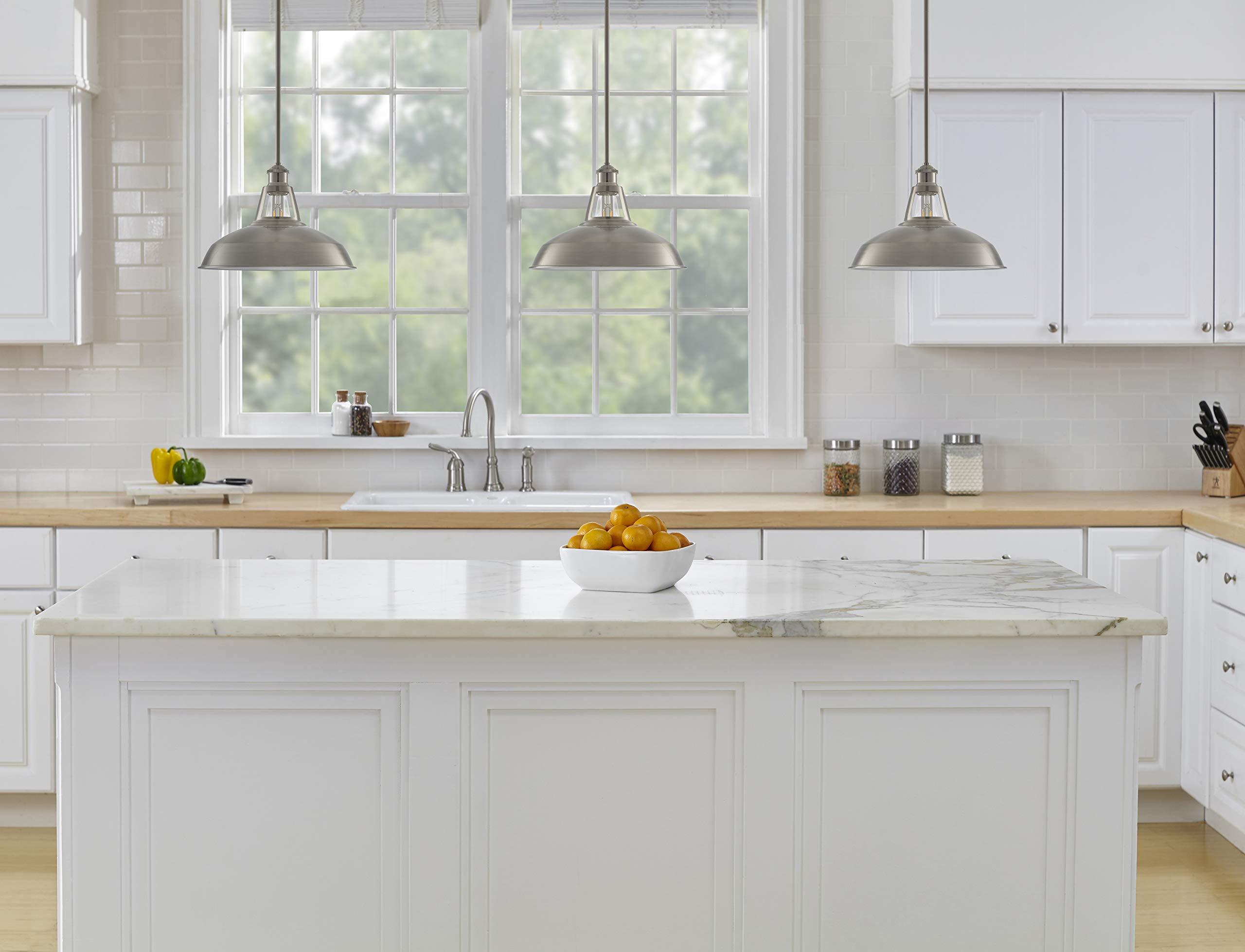 Olivera 12 inch Pendant Light | Brushed Nickel Pendant Lighting for Kitchen Island with LED Bulb LL-P855-1BN - Image 4