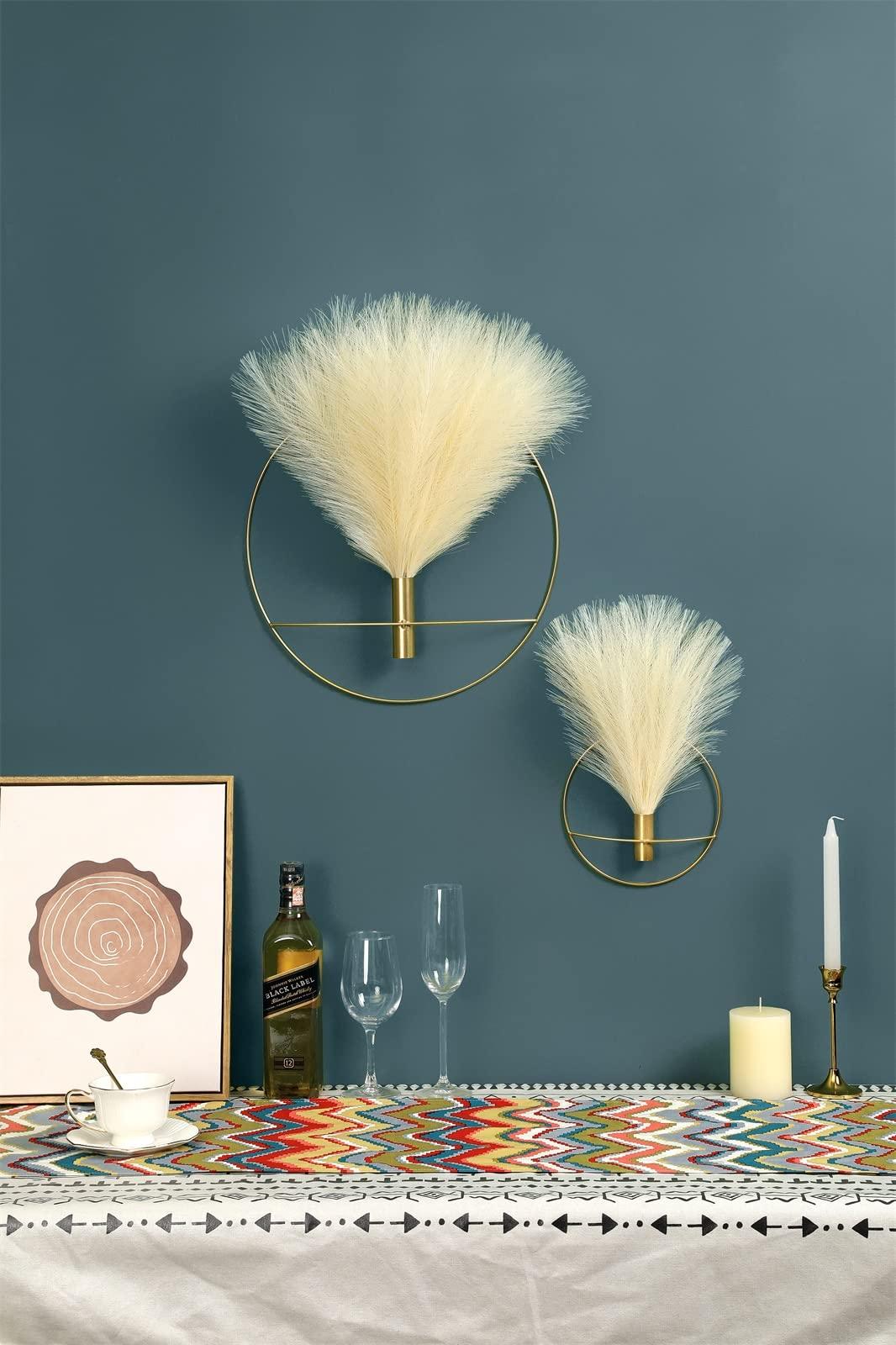 Pretty Jolly Boho Wall Decor, Wall-Mounted Metal Art, Hanging Artificial Pampas Display, Living Room, Bedroom, Bathroom, Diningroom, Fake Faux Plant 2 Pack Black Brown - Image 5