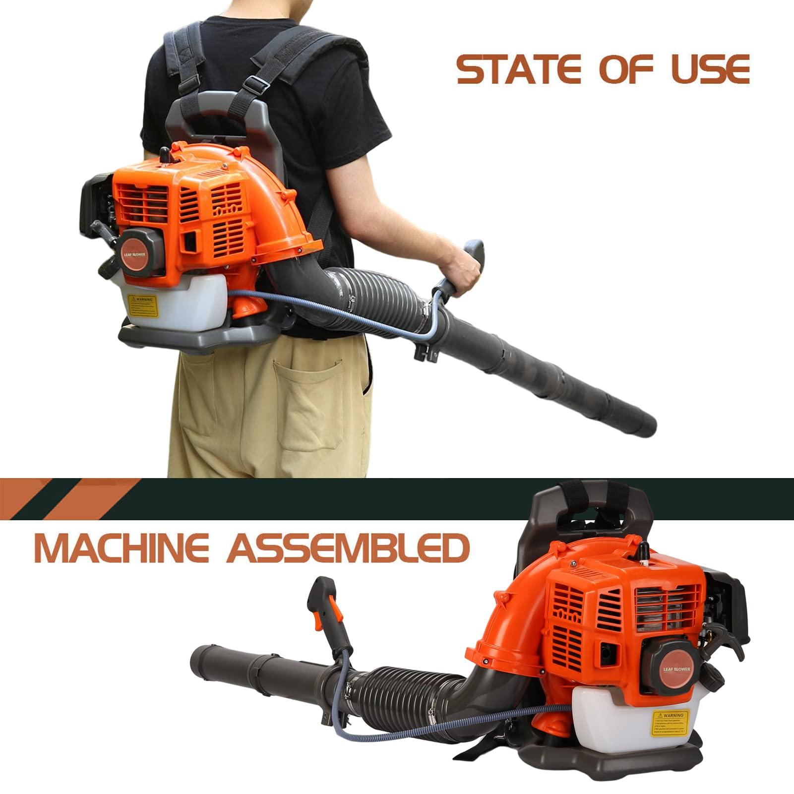 Backpack Gas Powered Leaf Blower, 52CC 550CFM 3HP 2 Stroke Grass Lawn Blower Air Cooling Gasoline Backpack Grass Blower with Air-Cooled, Snow Blower for Outdoor (550CFM 52CC) - Image 5