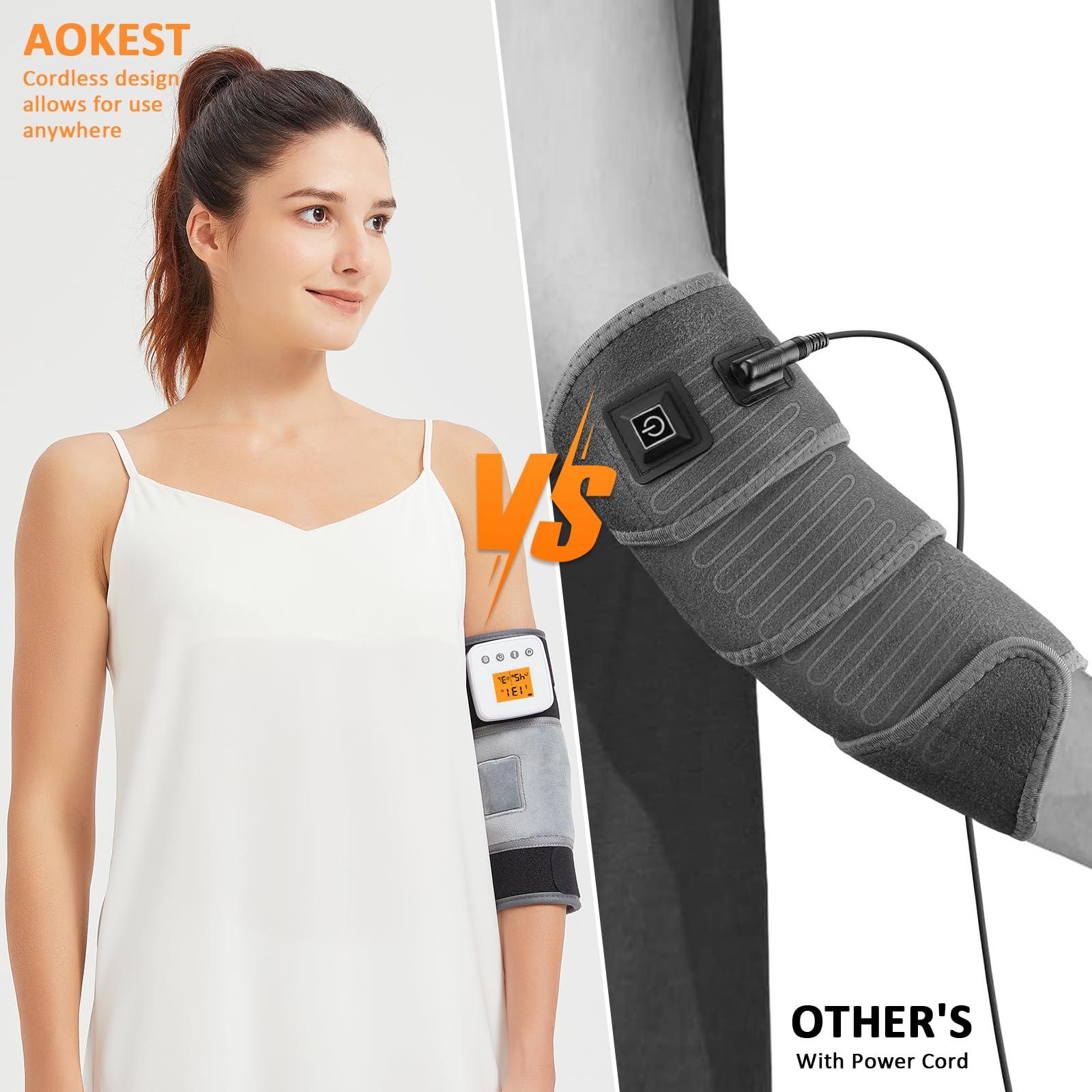AOKESTE Cordless Elbow Heating Pad for Tennis Elbow Relief,Vibration Massage Heated Elbow Brace for Cubital Tunnel,Rechargeable Heating Pad for Elbow for Tendonitis,Arm Elbow Massager for Pain Relief - Image 6