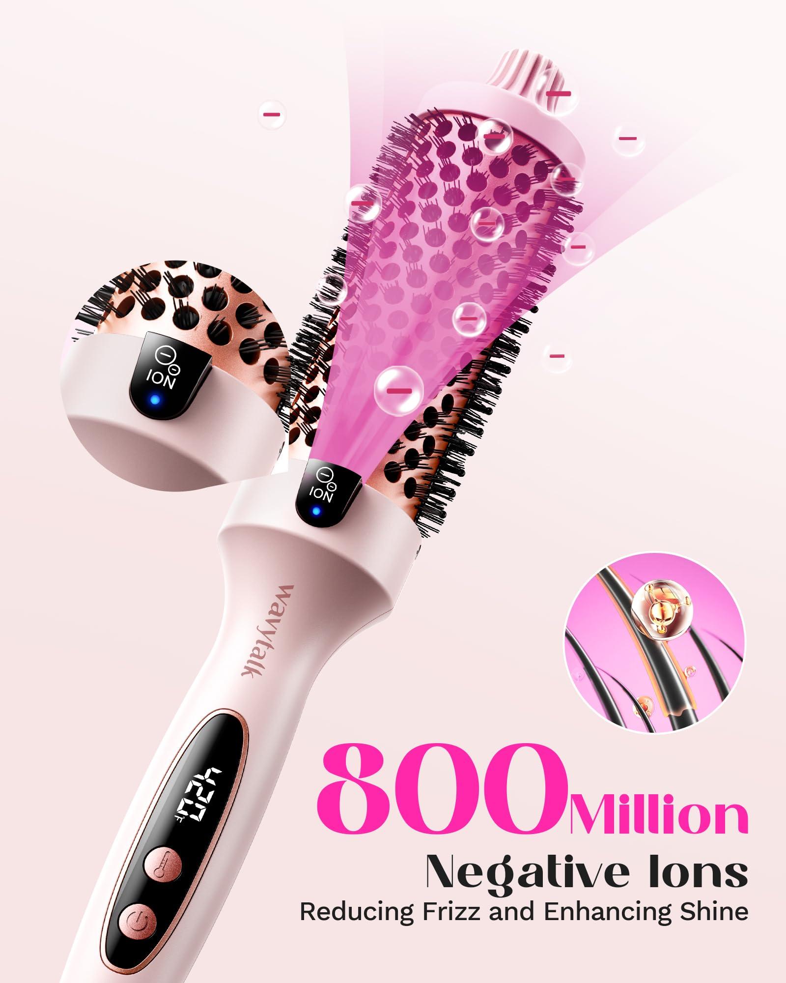 Wavytalk Thermal Brush, Blowout Boost 1.5 inch Heated Round Brush for Blowout Look, Dual Voltage, Pink, Sakura, Tourmaline Ceramic, Negative Ion Technology, 5 Temperature Settings, Less Damage - Image 2