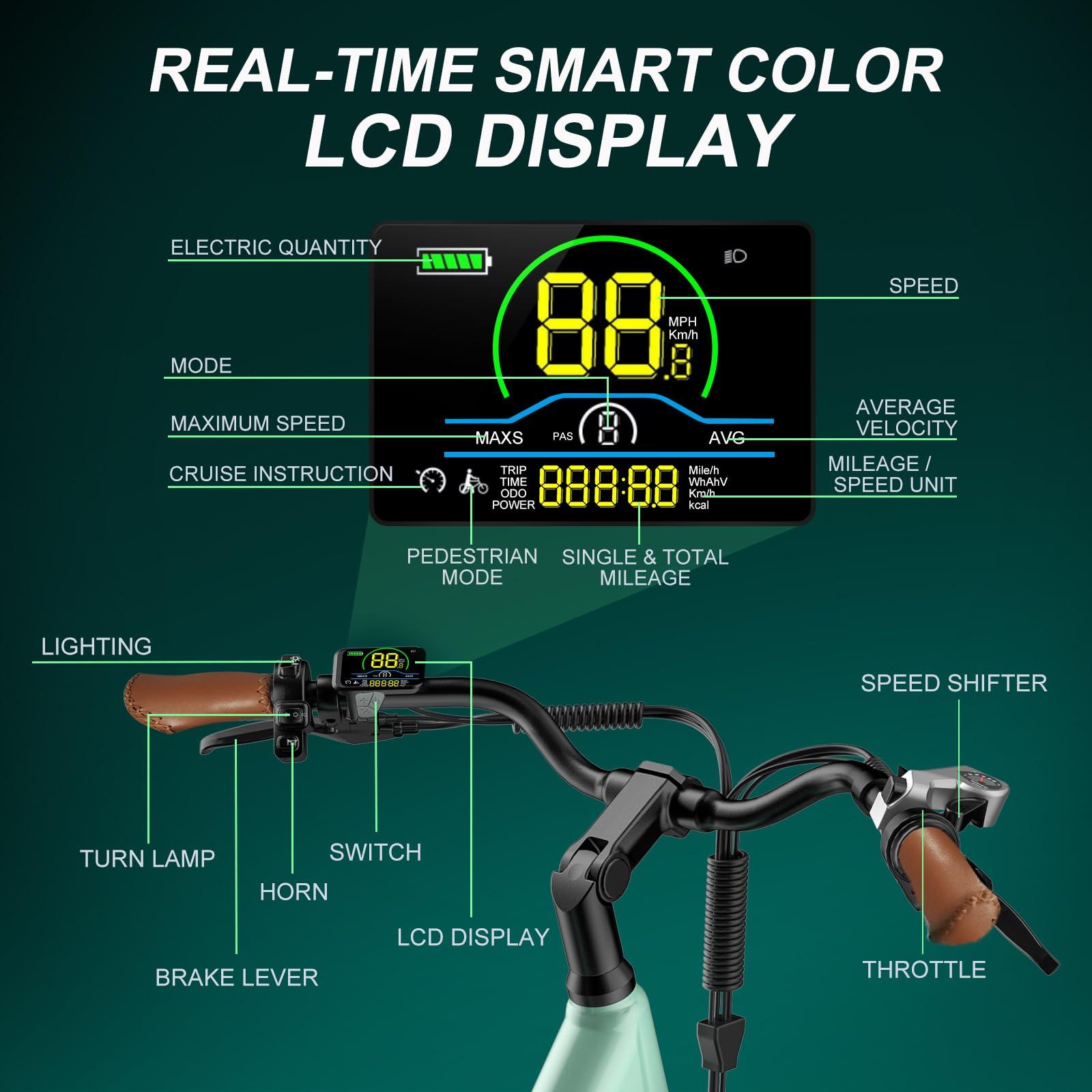V80 Electric Bike, 1000W Motor 28MPH Ebike, 48V 13Ah Removeable Battery, 26'' City Cruiser Adult Electric Bicycles up to 70 Miles, 7-Speed Dual Disc Brake, Mountain E Bike for Commuting - Image 4