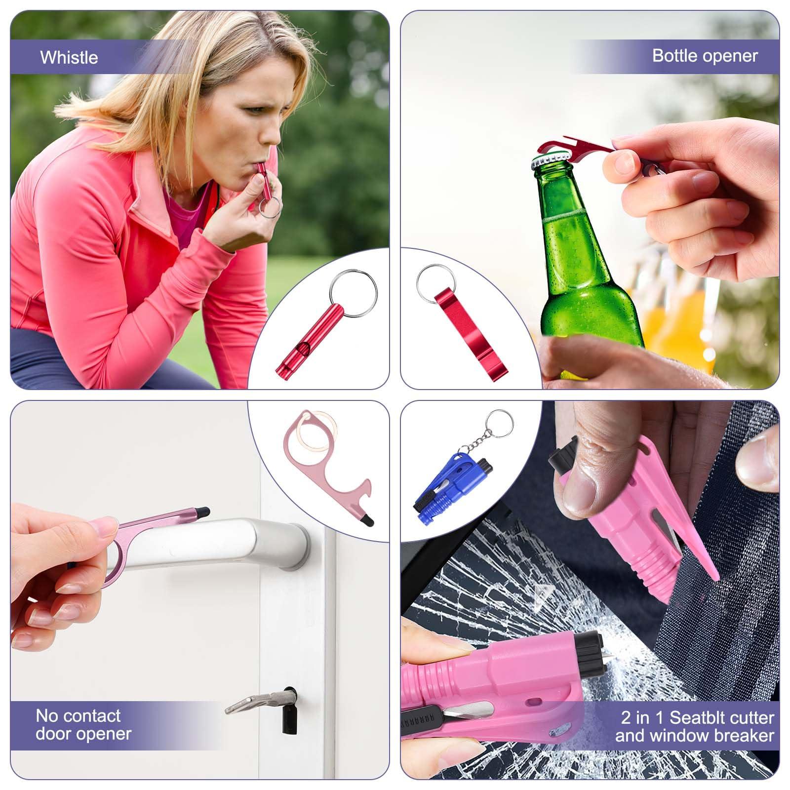 JXTZ Safety Keychain Set for Women, Wristlet Strap Keychain with Personal Alarm, Wallet Card Holder, Bottle Opener, Travel Bottle Holder, Gift Set for Girls - Image 3