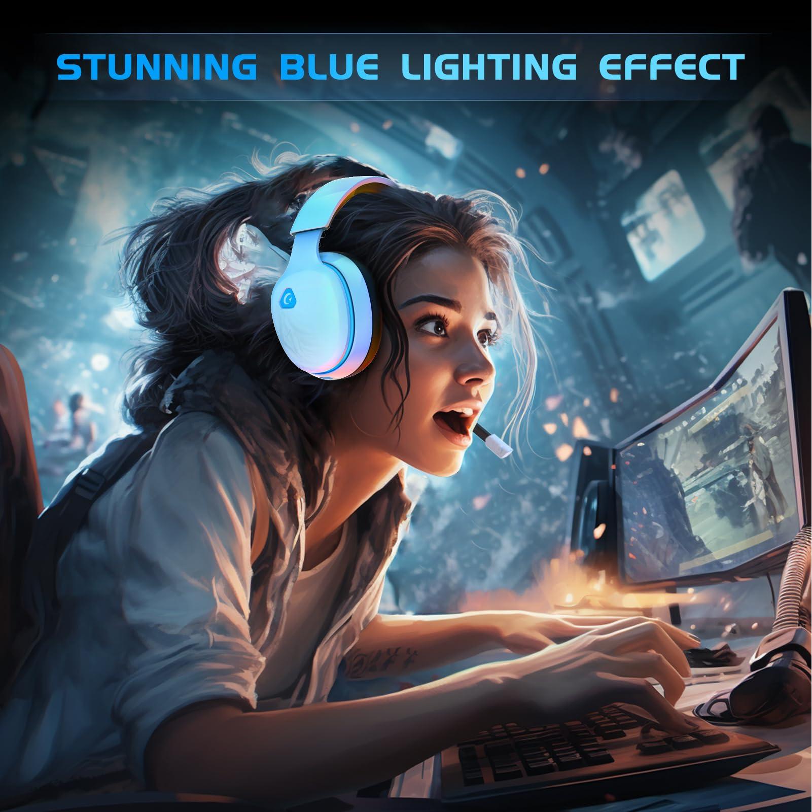 Gtheos 2.4GHz Wireless Gaming Headset for PS5, PS4 Fortnite & Call of Duty/FPS Gamers, PC, Nintendo Switch, Bluetooth 5.3 Gaming Headphones with Noise Canceling Mic, Stereo Sound, 40+Hr Battery -White - Image 8