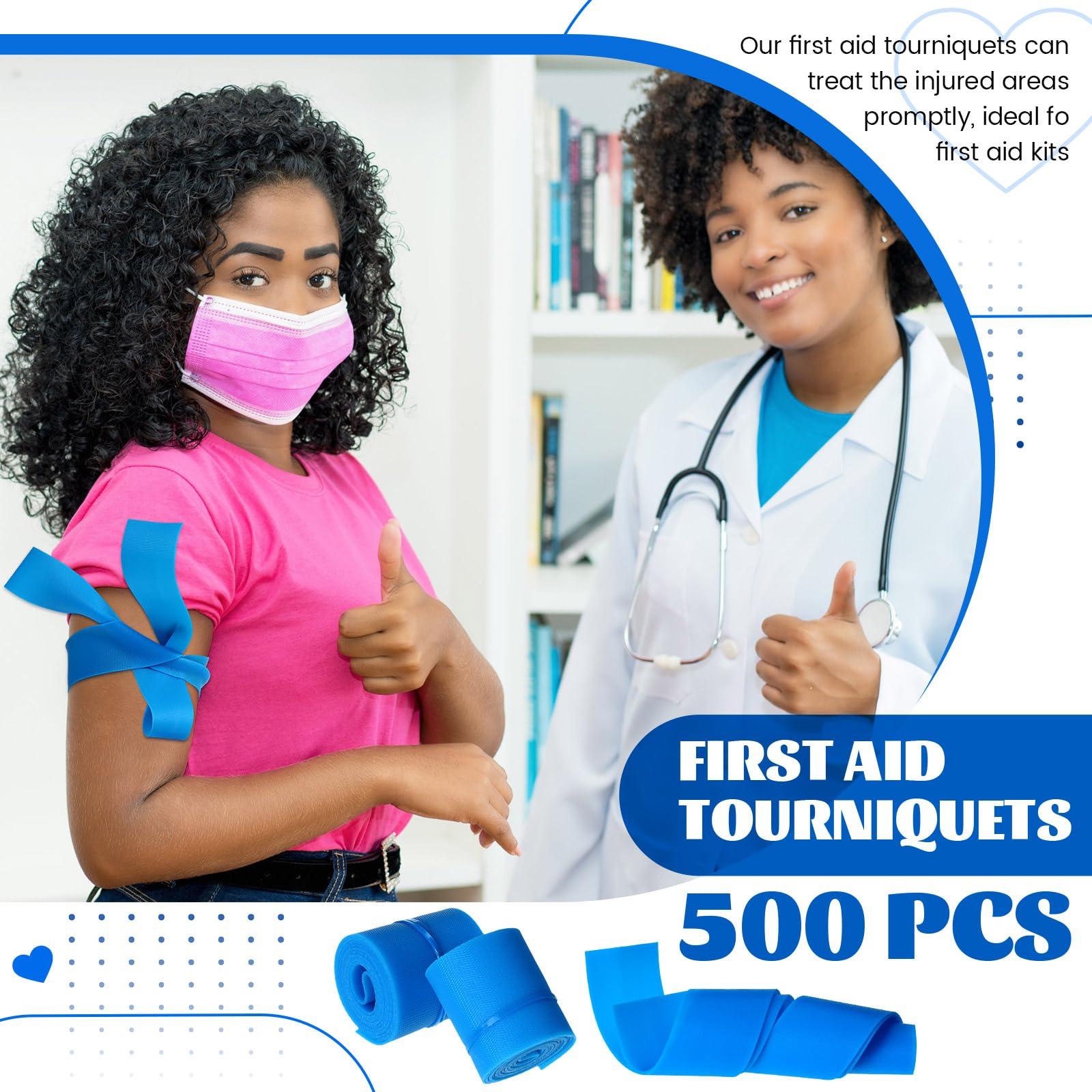 Timgle 500 Pack Disposable Tourniquet First Aid Elastic Tourniquets Bulk Latex Free Blue Medical Hemostatic Bandages Nursing Supplies Essentials for Outdoor Sport - Image 5