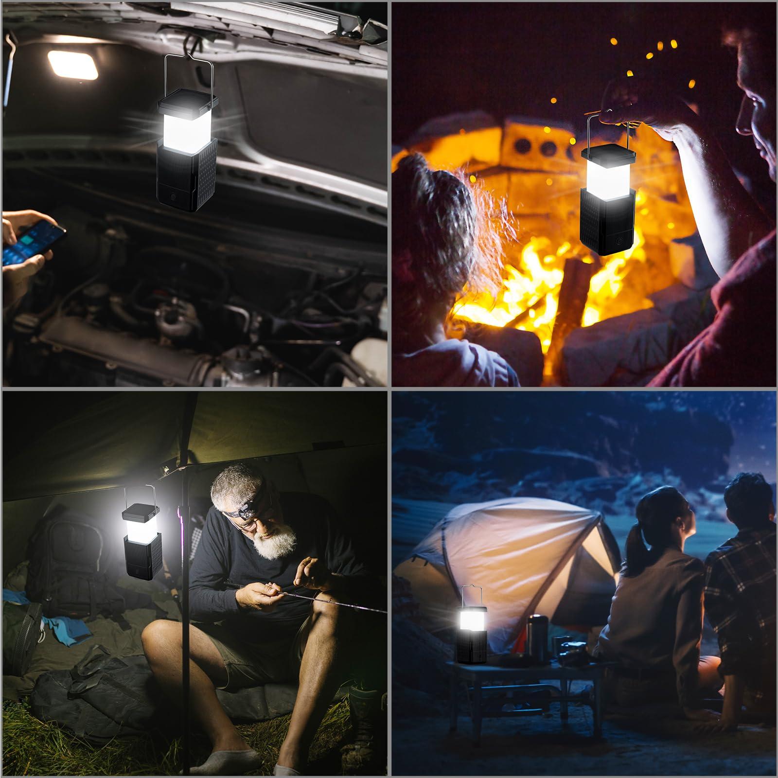 Camping Lantern Rechargeable, Hand Crank & Solar Camping Lights with USB Output, Tent Lights for Camping, Portable Camp Lamp, Camping Hurricane Home Power Failure Essentials (Black, 1 Pack) - Image 7