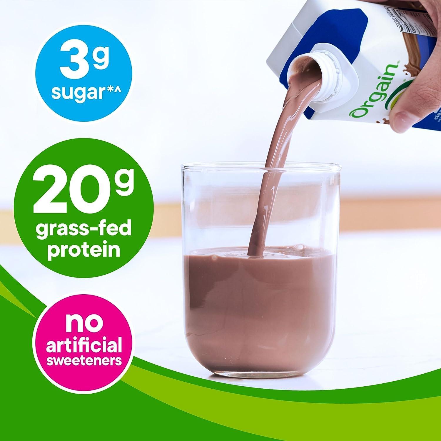 Orgain Clean Protein Shake, Grass Fed Dairy, Creamy Chocolate Fudge - 20g Whey High Protein, Kosher, Ready to Drink, Low Net Carbs, Gluten Free, No Soy Ingredients, 11 Fl Oz (Pack of 12) - Image 3