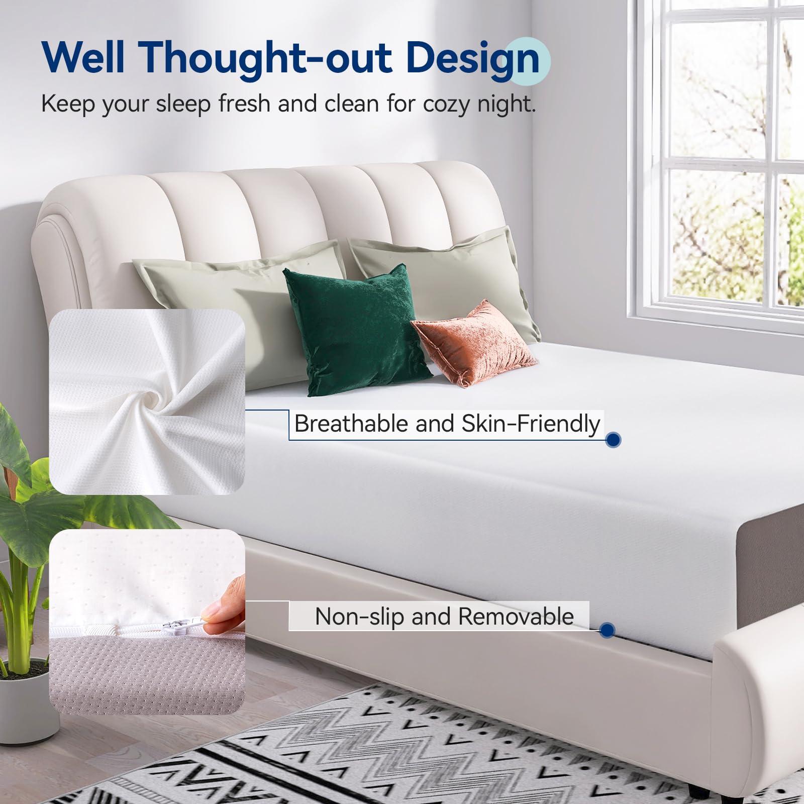 Amazon Basics Memory Foam Mattress, Medium Firm, 12 Inch, California King, White/Grey - Image 7