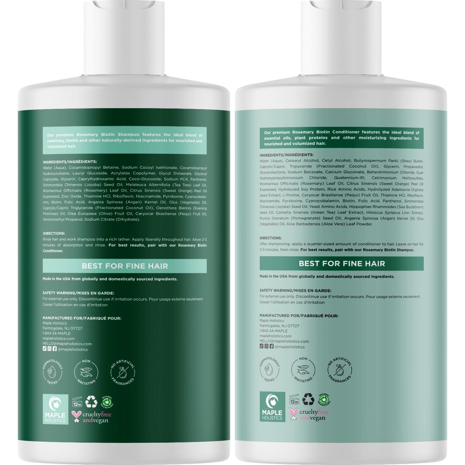 Biotin Rosemary Shampoo and Conditioner Set - Vegan Sulfate Free Biotin Shampoo and Conditioner Set Hair Growth Complex with Volumizing Rosemary Essential Oil for Fine Weak & Dull Hair - Image 2