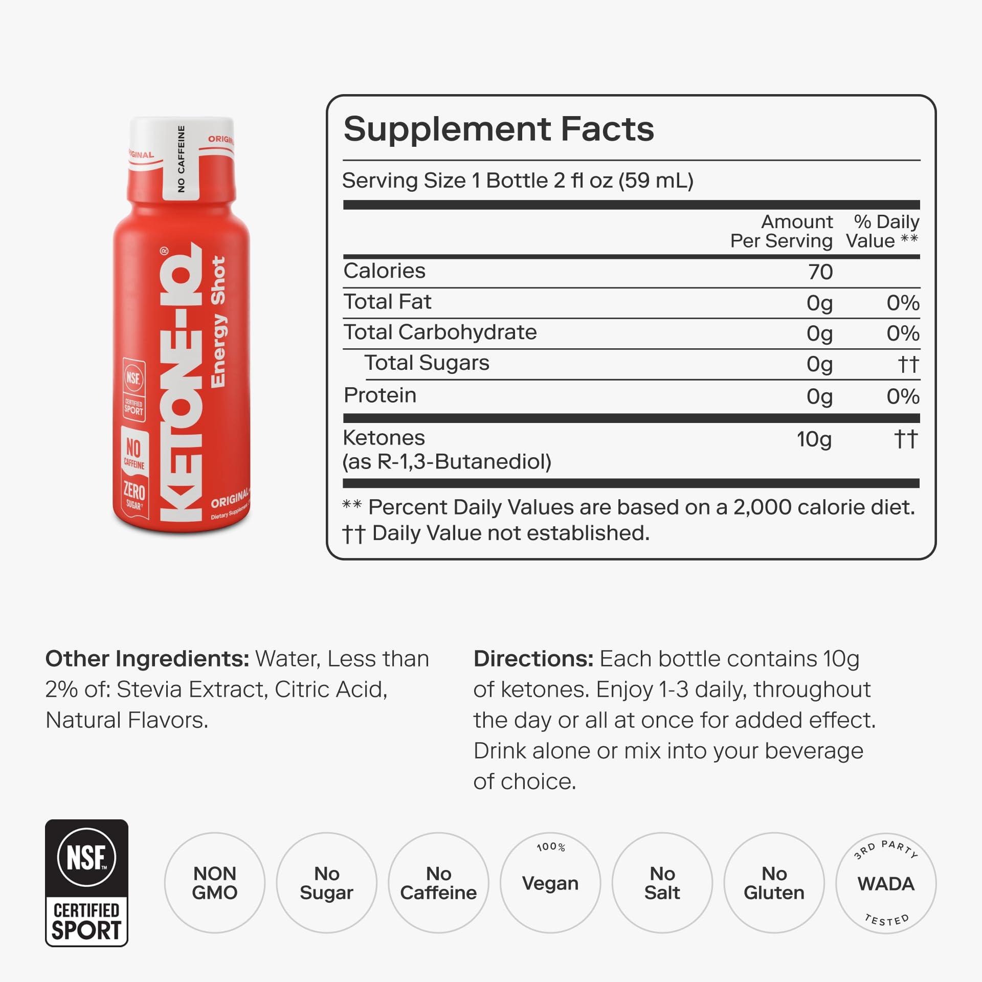 Ketone-IQ No Caffeine Exogenous Ketones Energy Shots - 24 Pack of Caffeine Free Energy Drinks with 10g Bioidentical Ketones - Sugar Free, Salt Free, and All Natural (4x6 ct) - Image 2