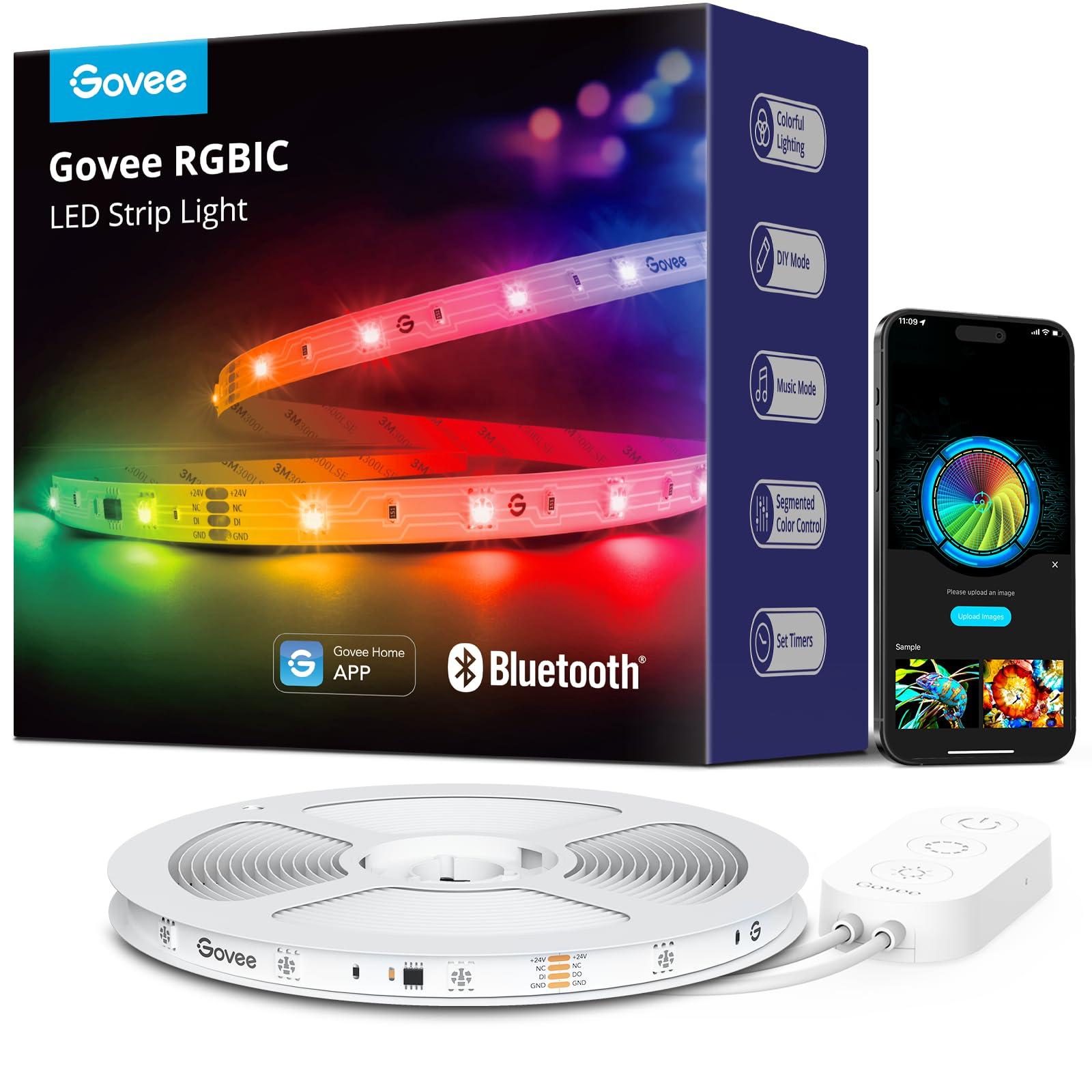 Govee RGBIC LED Strip Lights, Smart LED Lights for Bedroom, Bluetooth LED Lights APP Control, DIY Multiple Colors on One Line, Color Changing LED Strip Lighting Music Sync, Home Decor, 16.4ft