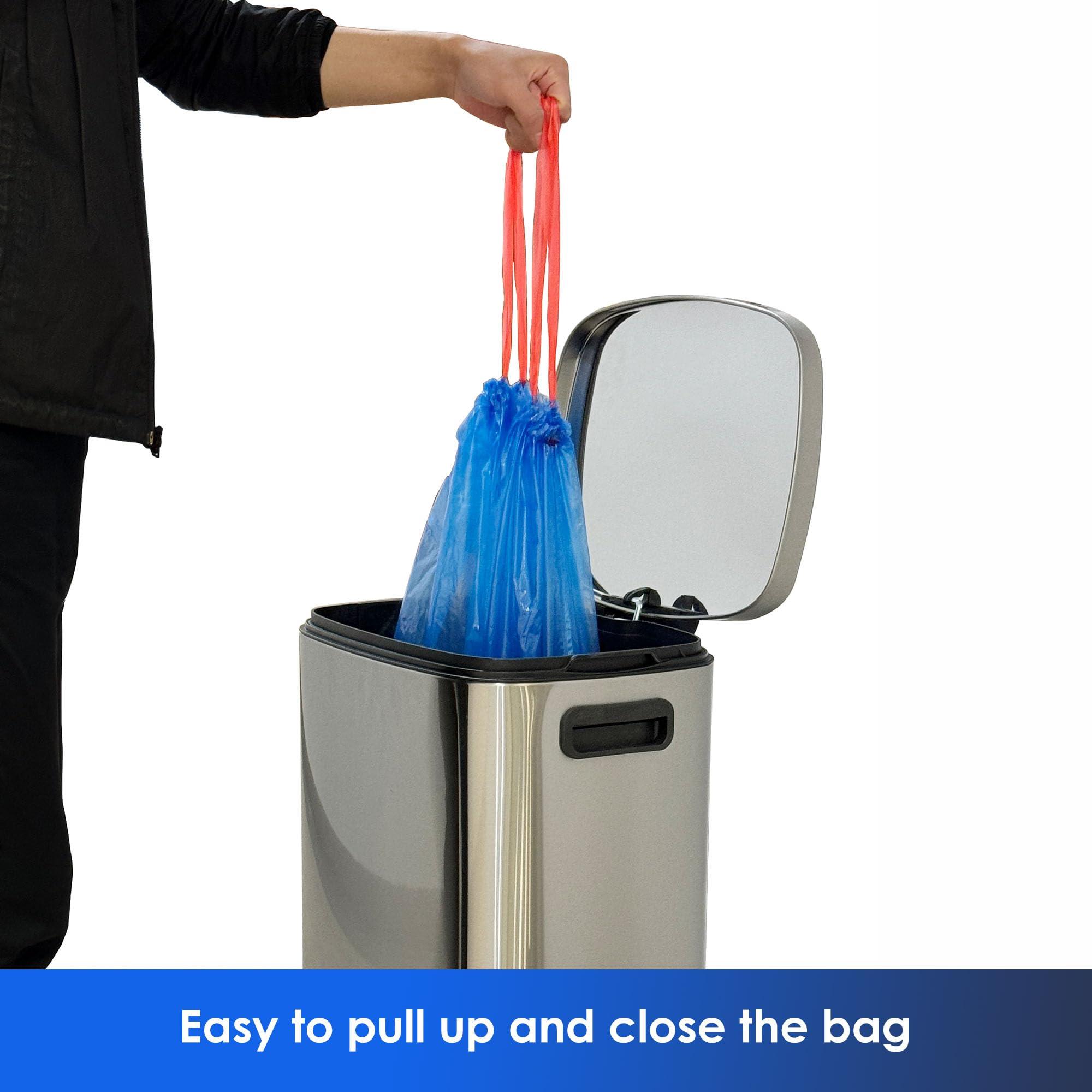 HygiCare 13 Gallon Recycling Trash Bags, Unscented 200 Count Drawstring Tall Kitchen Garbage Bags, Pre-Separated, Ultra Strong, Leakproof, Sturdy, Translucent Blue - Image 7