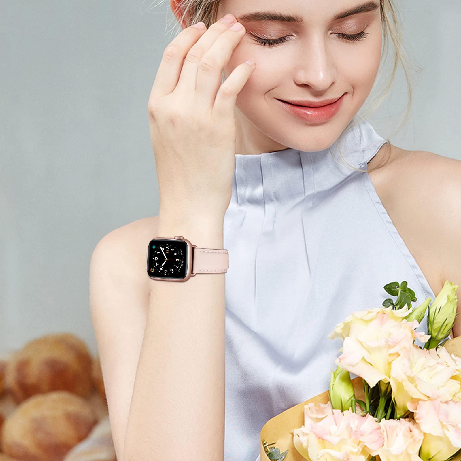 OMIU Leather Bands Compatible with Apple Watch Band 38mm 40mm 41mm 42mm 44mm 45mm 46mm 49mm, Genuine Leather Wristband Starp for iWatch SE Series 10 9 8 7 6 5 4 3 2 1 Ultra for Women Men - Image 6