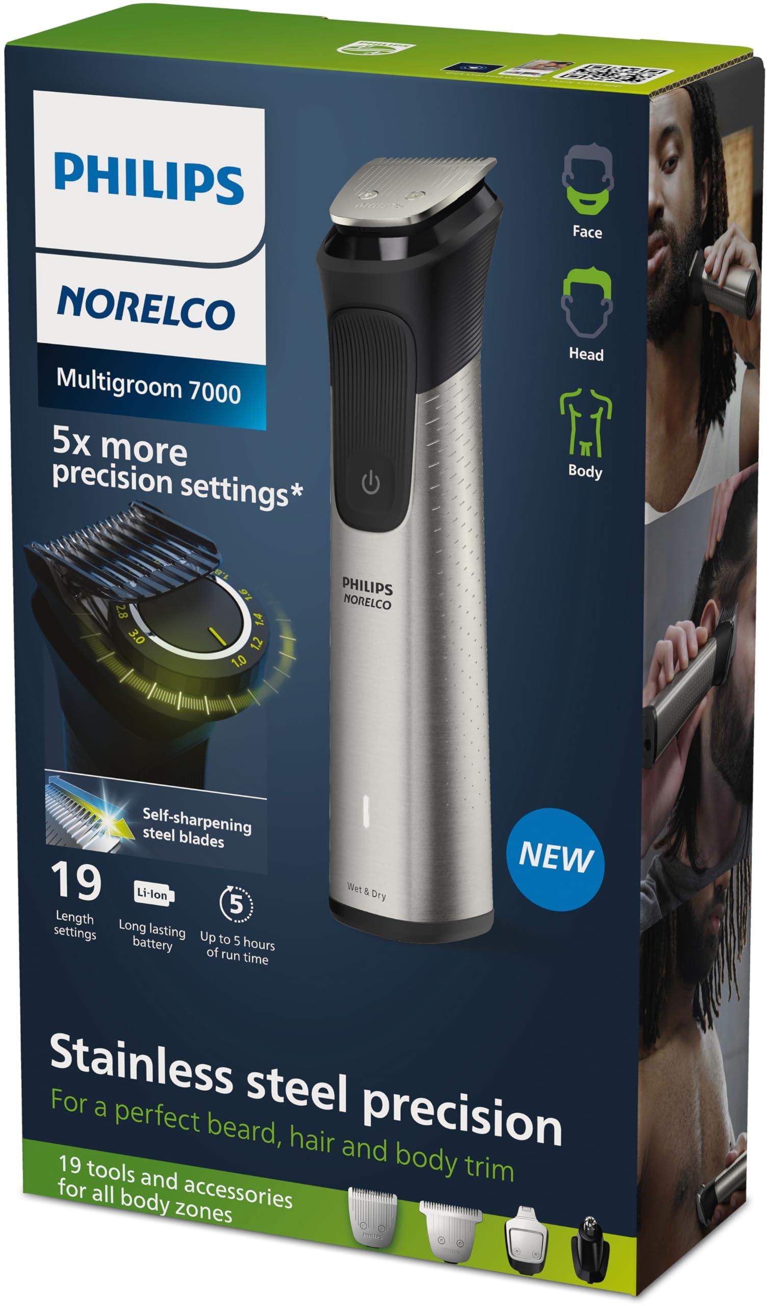 Norelco Philips Multigroom 7000 Series, All-in-One Trimmer, Beard Trimmer and Hair Clipper, 19-Piece Men's Grooming Kit for Beard, Head, Hair, Body, and Face, Soft Pouch, MG7910/49 - Image 16