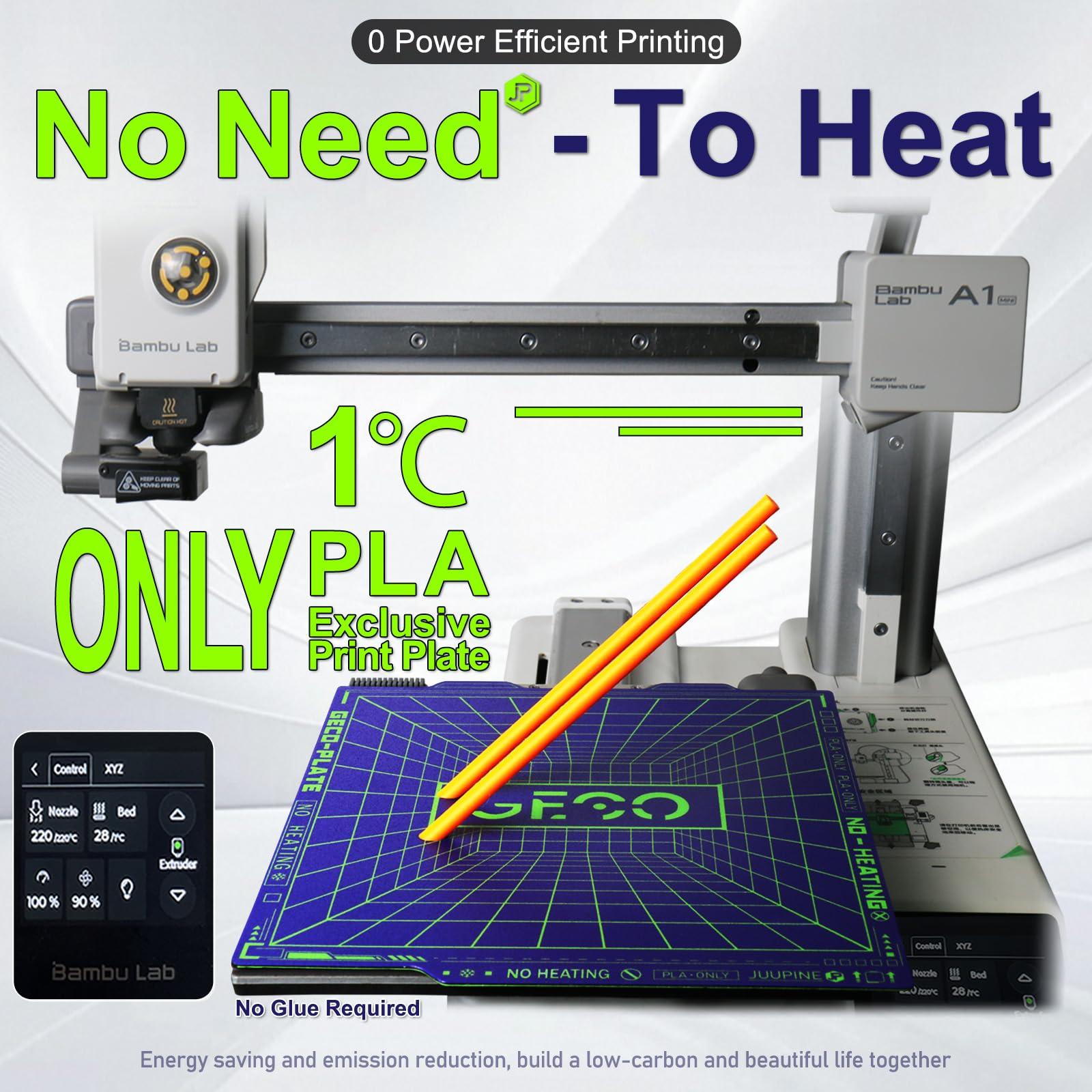 JUUPINE 2025 New Upgraded GECO Plate for Bambu Lab A1 Mini 3D Printer,PLA Cold Plate (No Heating) 184X184mm Magnetic Spring Steel 0℃ Printing Hot Bed No Glue Required. - Image 3