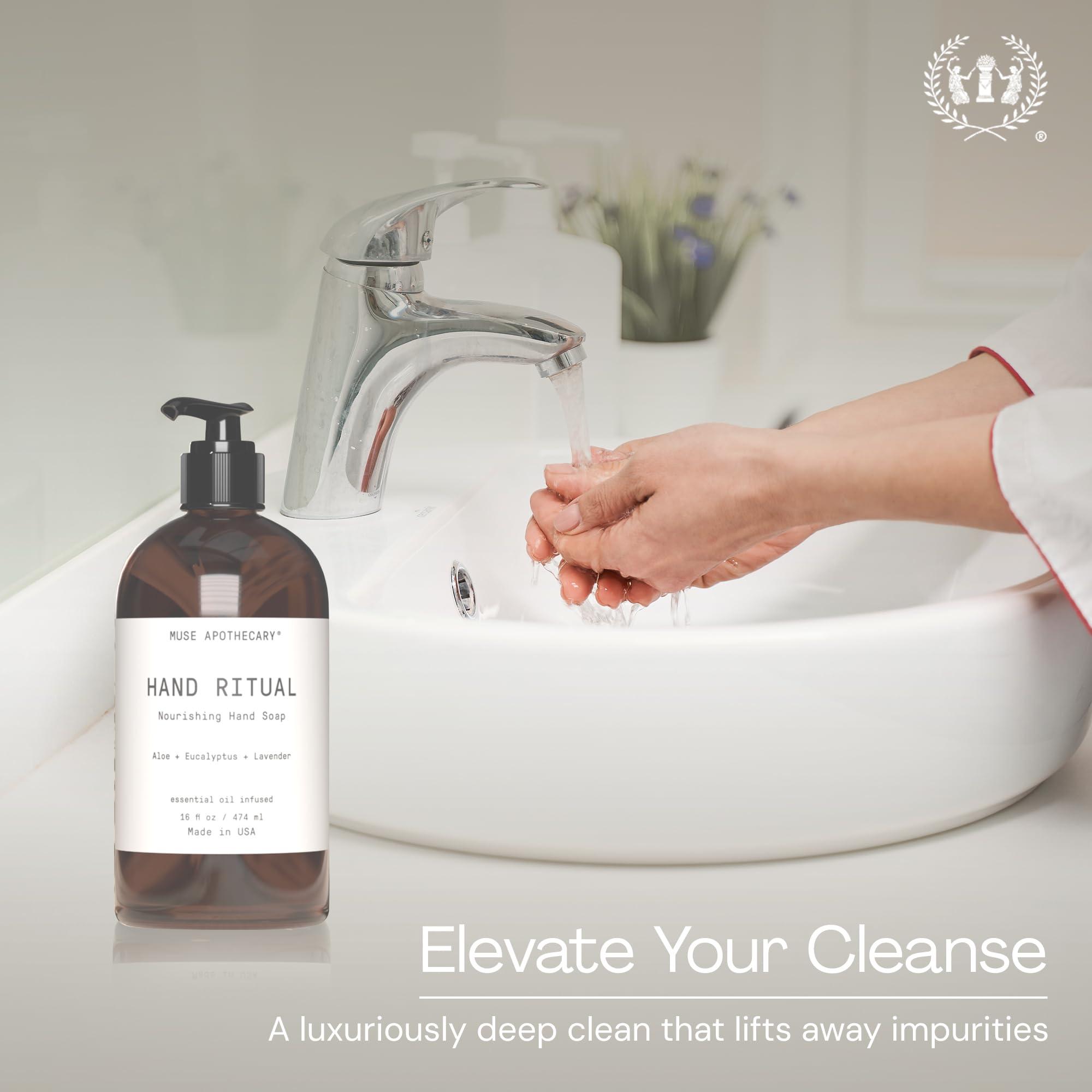 Muse Apothecary Hand Ritual - Aromatic and Nourishing Hand Soap, Infused with Natural Aromatherapy Essential Oils - USDA Certified Biobased - 16 oz, Aloe + Eucalyptus + Lavender, 3 Pack - Image 2