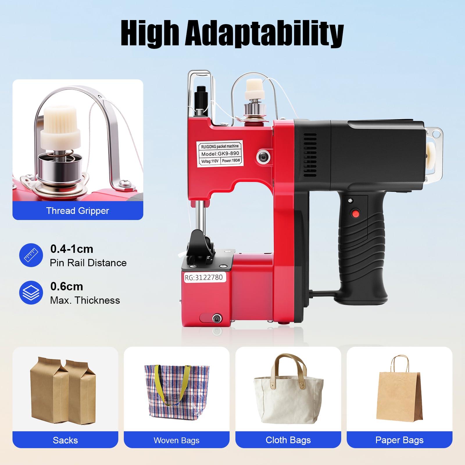 Portable Electric Sewing Machine, Leather Canvas Sewing Machine Industrial Bag Stitching Closer 110V Stitching Tool for Chemical Industry Clothing Chemical Home Textile - Image 4