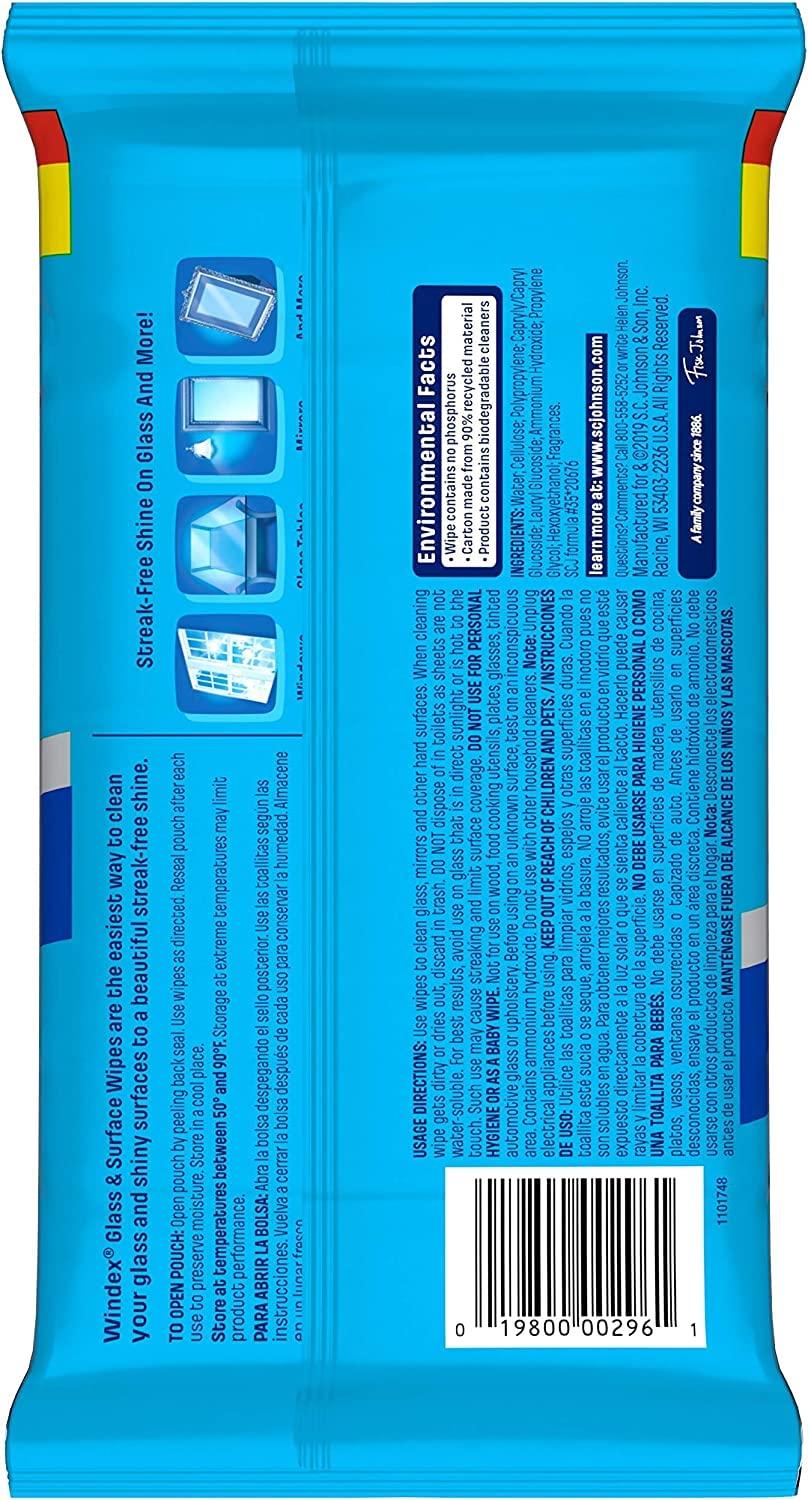 Windex Wipes Glass Cleaning Ammonia Free, Pre-Moistened Glass and Surface Wipes to Clean Home Surfaces, Household Essentials, Original Scent, 38 Count (Pack of 6) - Image 7