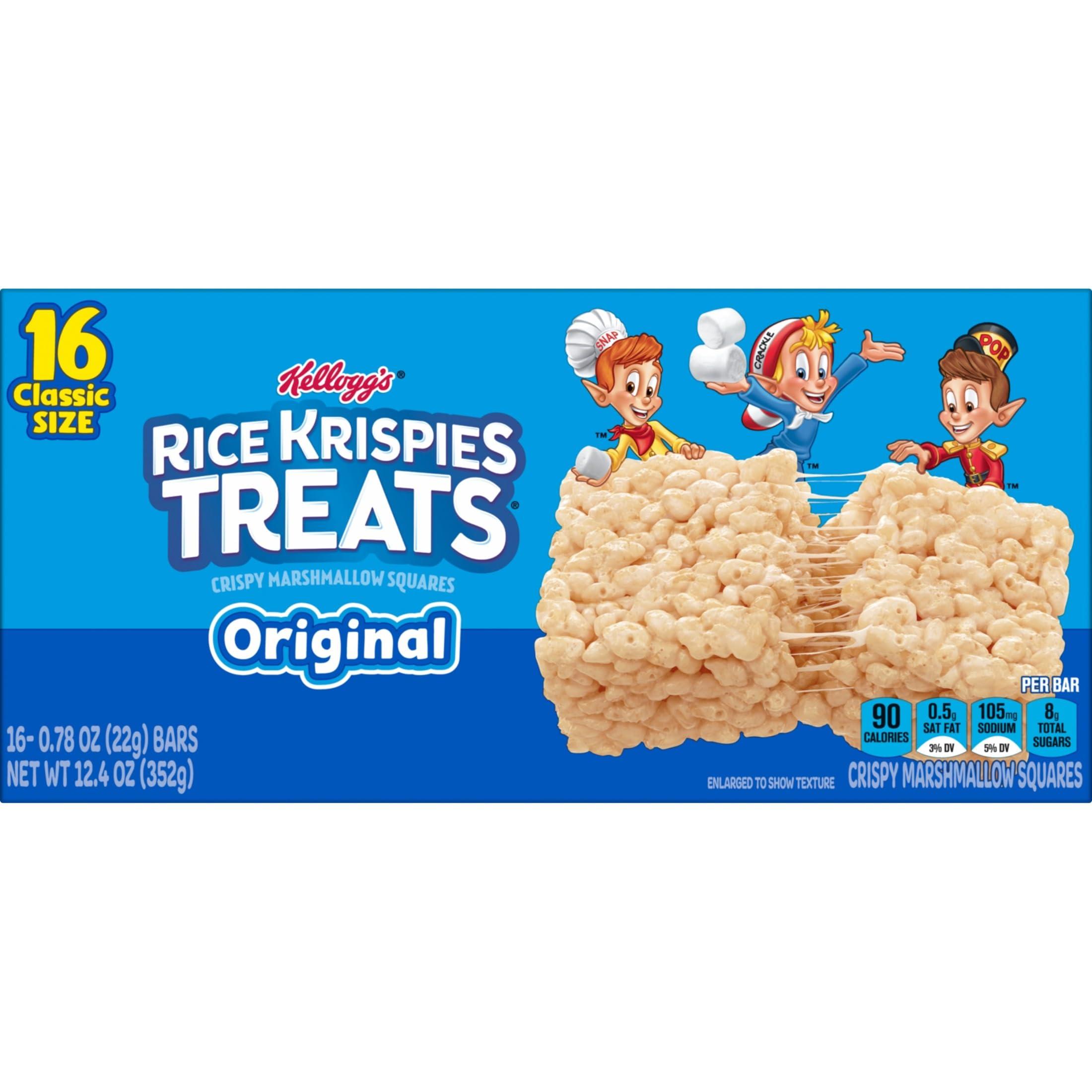 Rice Krispies Treats Crispy Marshmallow Squares, Kids Snacks, Snack Bars, Original, 12.4oz Box (16 Bars) - Image 10