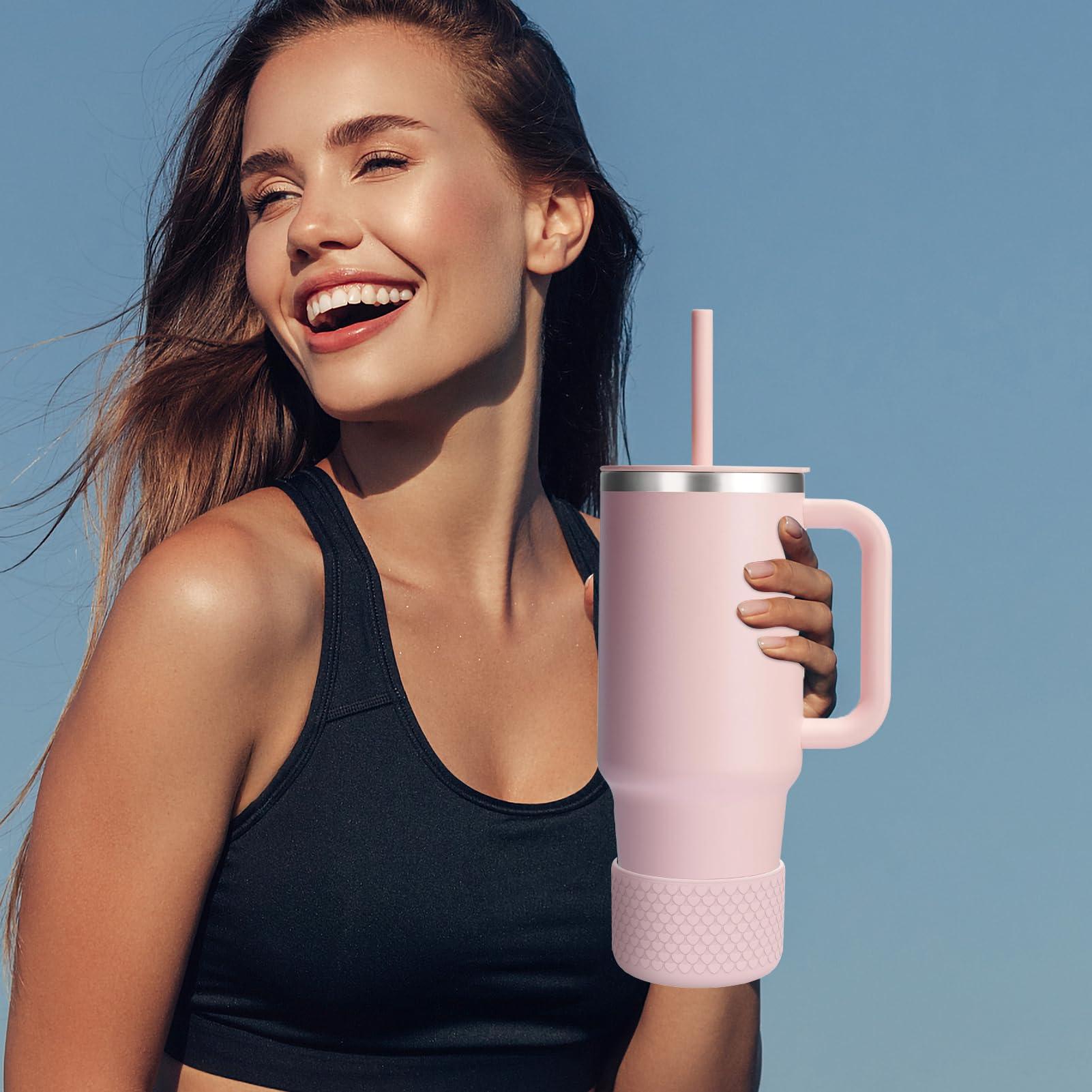 WUQID Heart Shaped Texture Silicone Boot Compatible with Stanle Quencher H2.0 IceFlow Flip 20oz 30oz 40oz,Hydroo Flask 12-24oz - Image 5