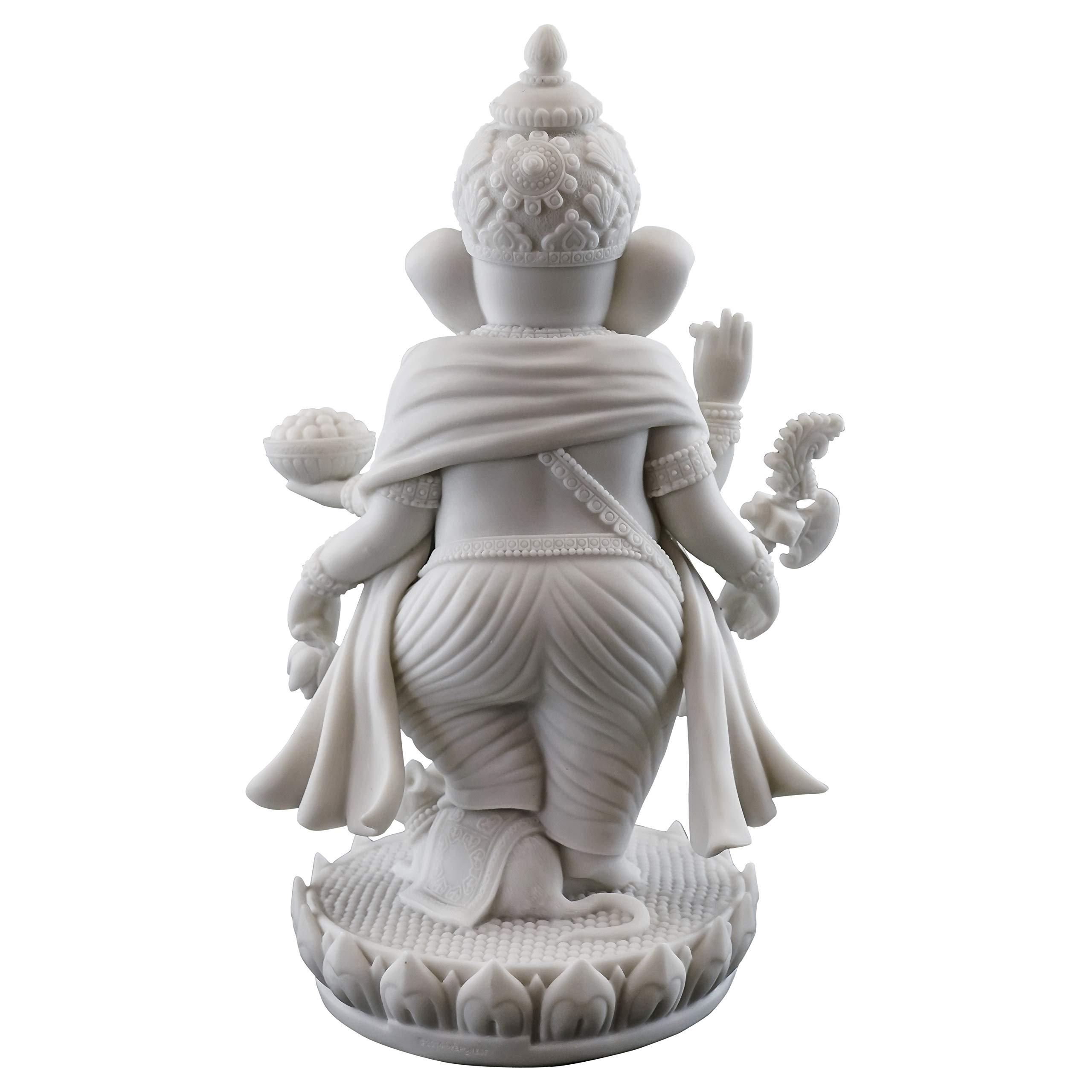 Top Collection 7.5" H 4.75" Standing Ganesh Statue in White Marble Finish - Hindu Lord of Success Sculpture - Image 3
