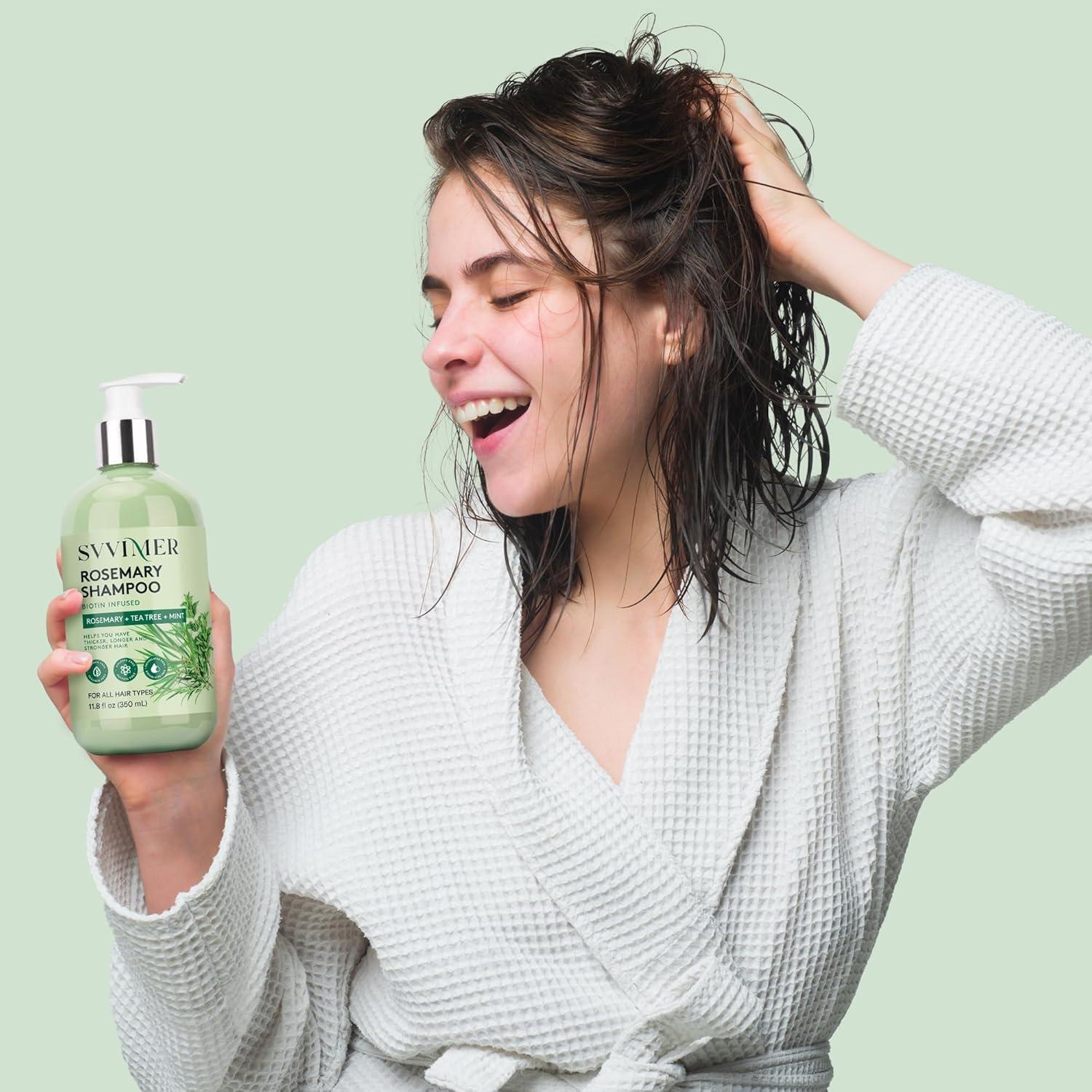 Svvimer Rosemary Hair Growth Shampoo - Thickening Shampoo with Biotin Tea Tree Oil Mint for Hair Loss and Thinning Hair - for Women and Men 11.8 Fl Oz (Pack of 1) - Image 8