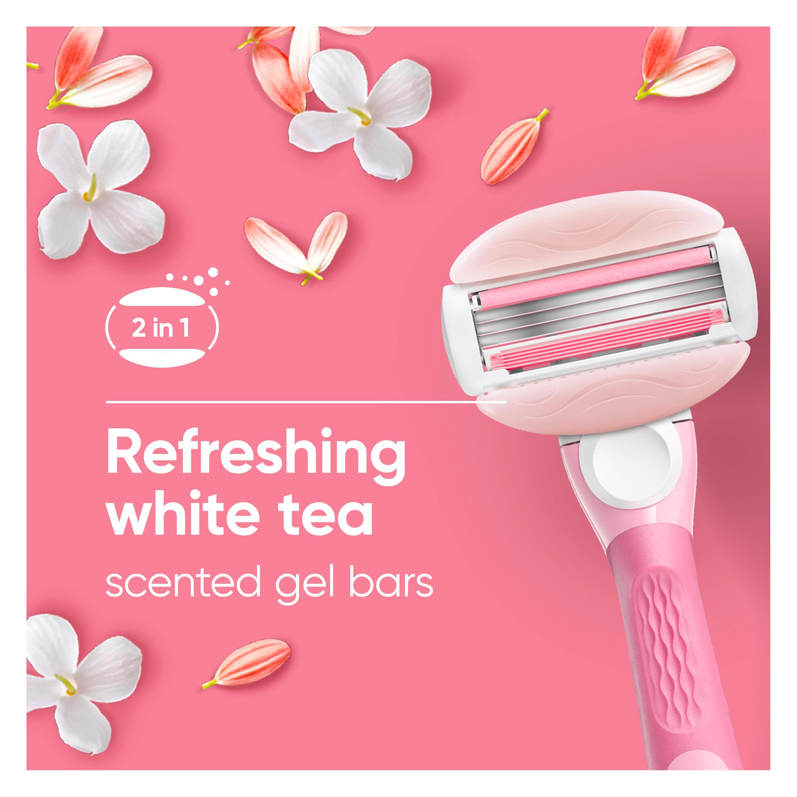 Gillette Venus ComfortGlide Razor for Women, White Tea Scented Gel Bars, Includes 1 Reusable Razor Handle + 2 Refills, Built-in Shave Gel Bars - Image 5