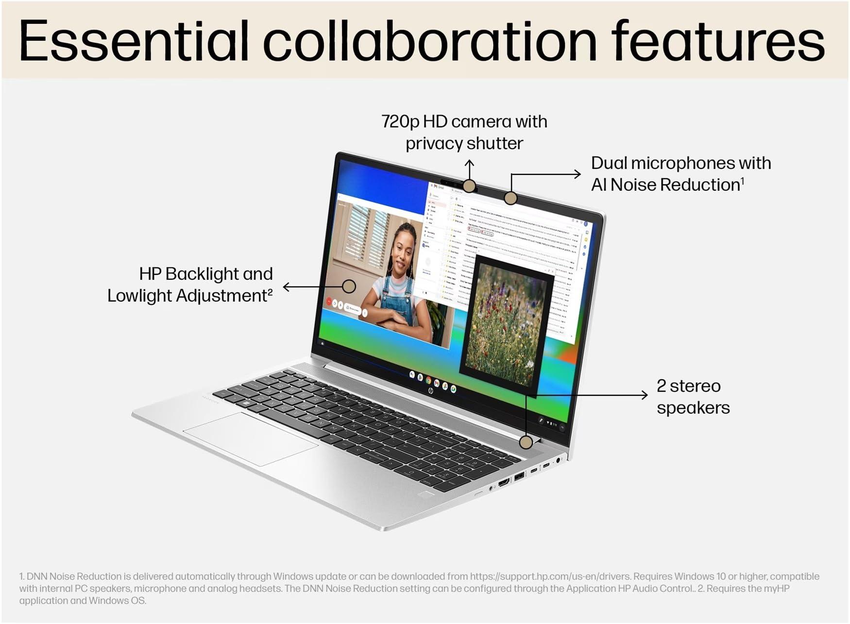 HP ProBook 450 G10 Business Laptop (15.6" FHD IPS Anti-Glare, Intel 10-Core i7-1355U, 32GB RAM, 1TB SSD) Backlit Keyboard, Webcam, Ethernet, Wi-Fi 6E, Wolf Pro Security, Win 11 Pro, Silver - Image 2