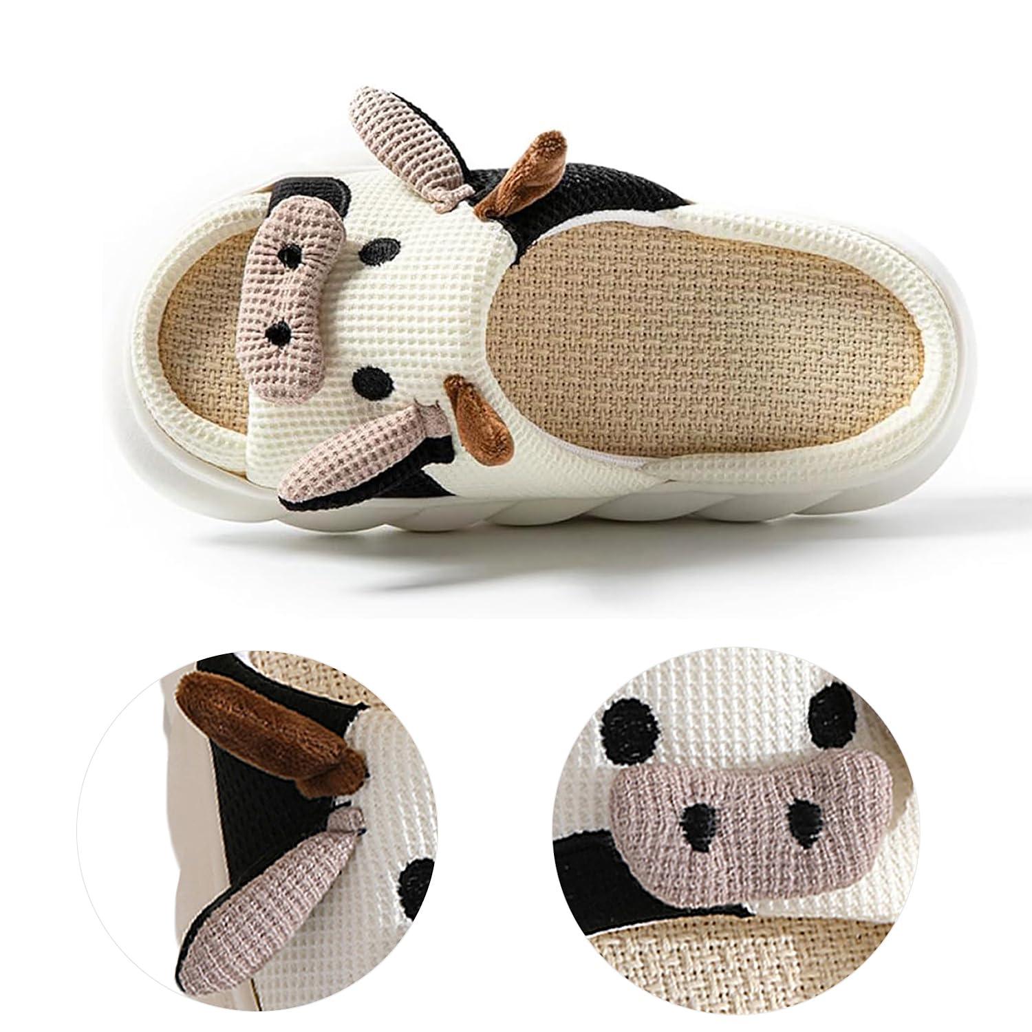 GULAKY Cow Slippers for Women Fuzzy Cute Kawaii Shoes Super Warm Soft Sole Non-slip Lightweight - Image 3