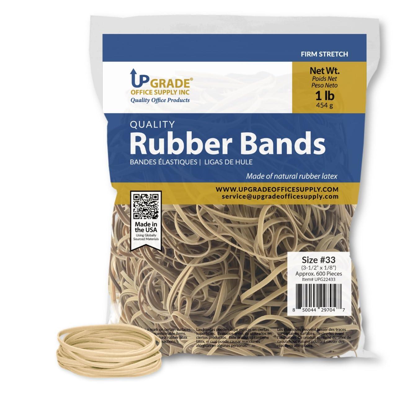 Upgrade Office Supply Rubber Bands, Size 33 (3-1/2 x 1/8), 1 lb Bag, USA