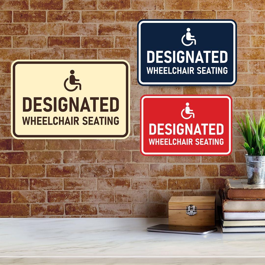 Signs ByLITA Classic Framed Designated Wheelchair Seating Sign (Brushed Gold) - Small - Image 3