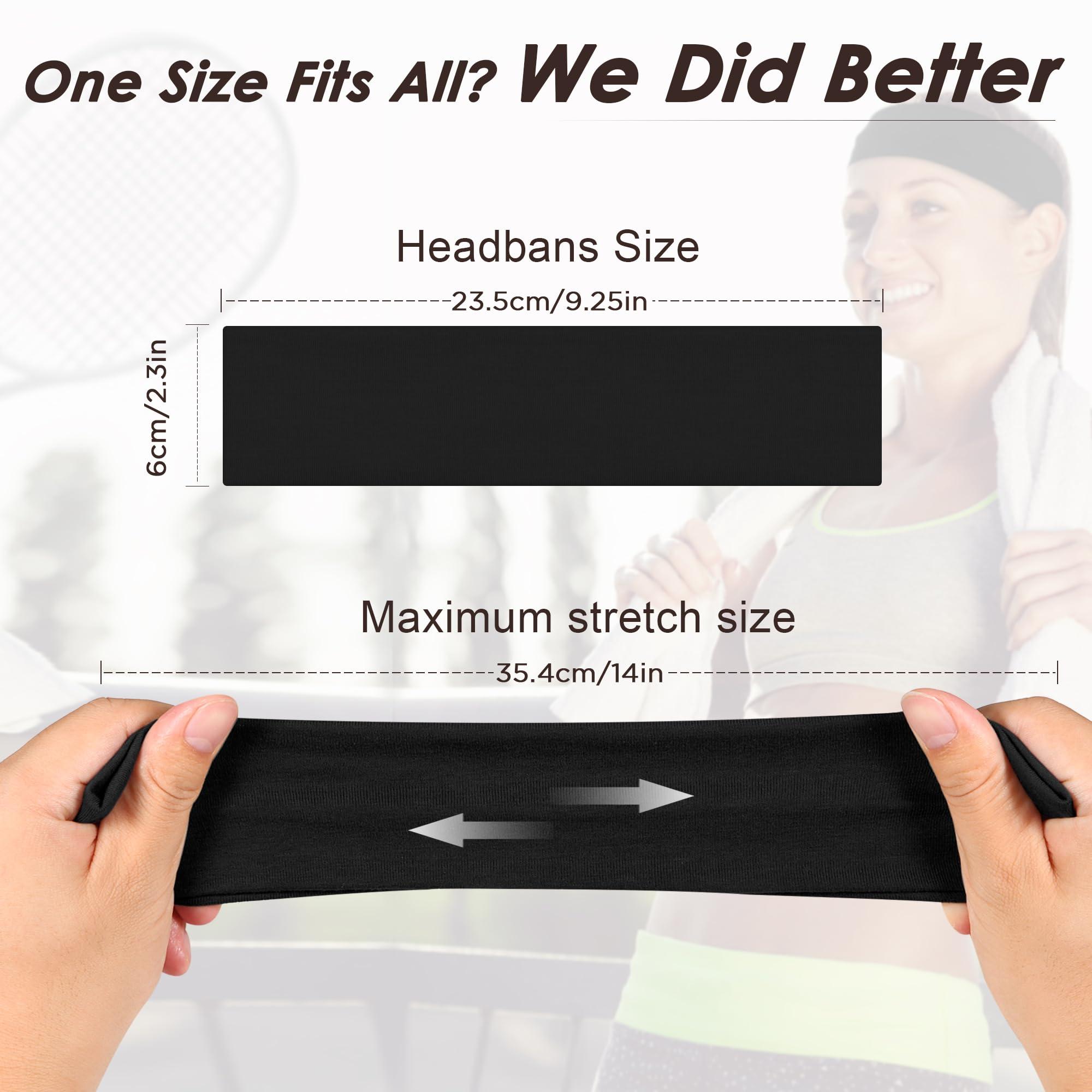 8 Pack Headbands for Women Non Slip - Stylish Sports Hair Bands for Women's Hair - Soft Cotton Cloth Stretchy Headbands for Women for Yoga, Outdoor Exercise Running - Image 2