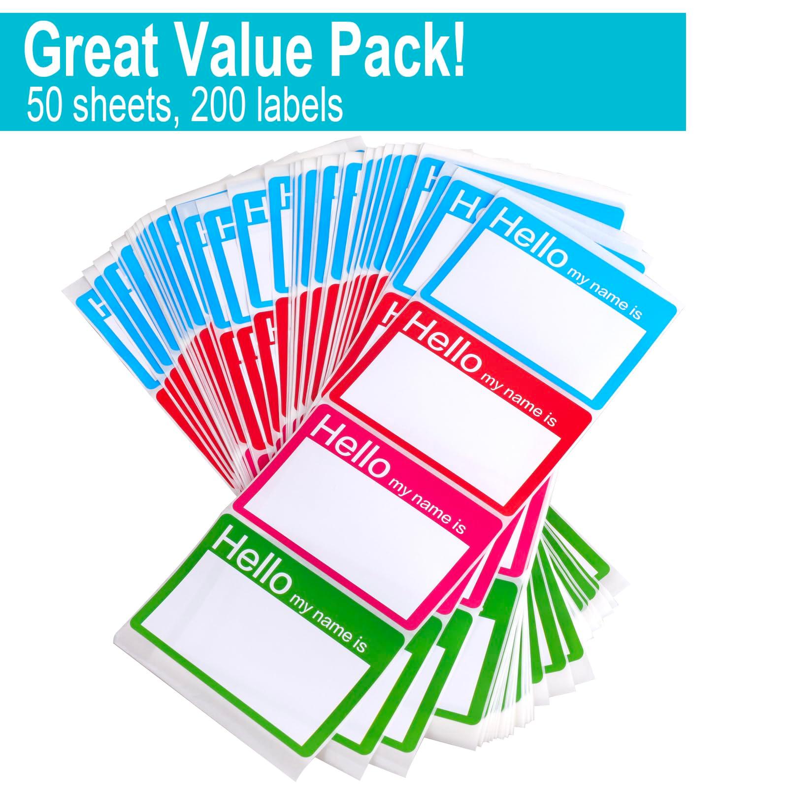 4 Colors (Hello My Name is) Name Tags Stickers 200 Labels for Office, Meeting, School, Teachers and Mailing - Image 4