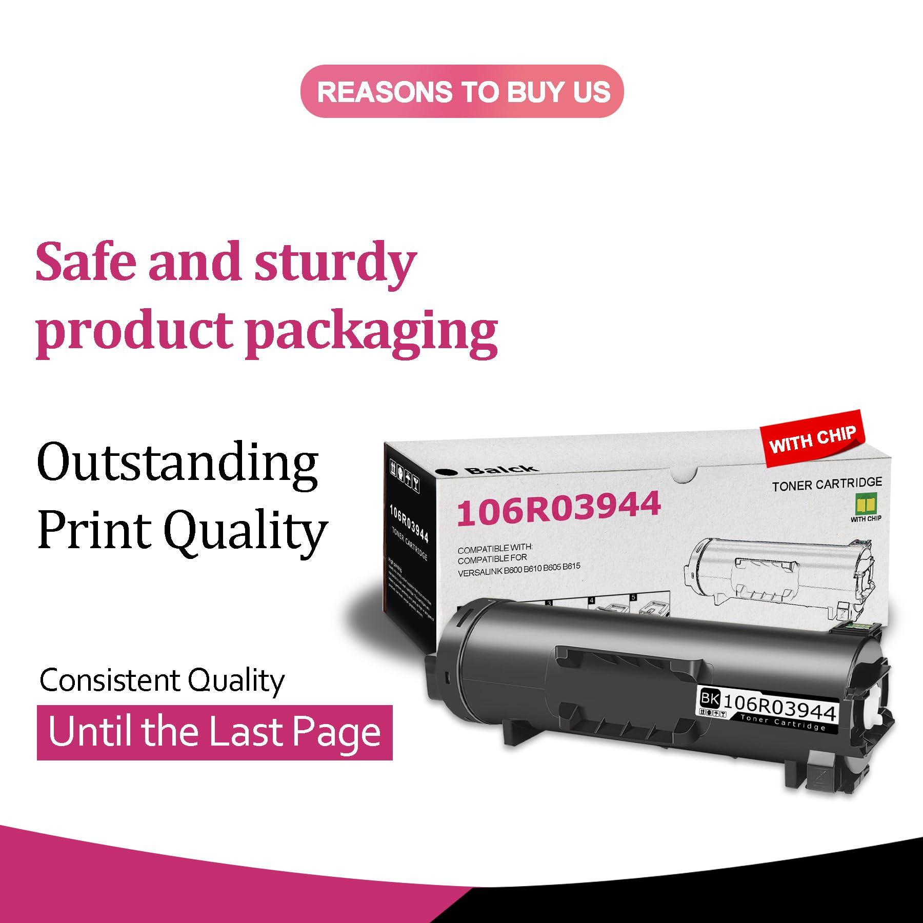 1 Pack 106R03944 Black Toner Cartridge High Yield 48,500 Pages Compatible Xerox B600 B605 106R03944 Replacement for Xerox VersaLink B600 B610 B605 B615 Printer - Image 5