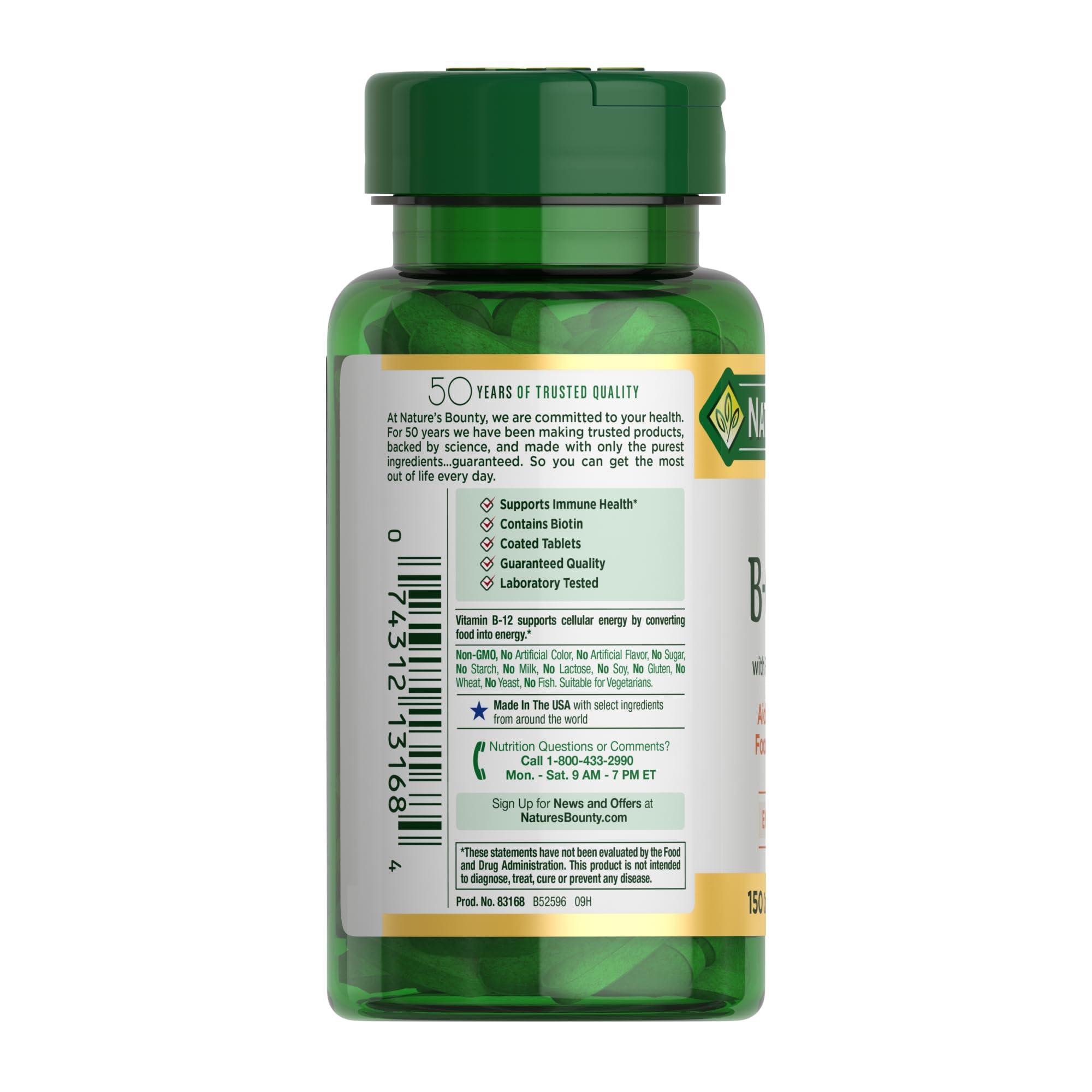 Nature's Bounty Super B Complex Vitamins with Vitamin C & Folic Acid, Vitamins for Immune & Cellular Energy Support, 150 Tablets - Image 7