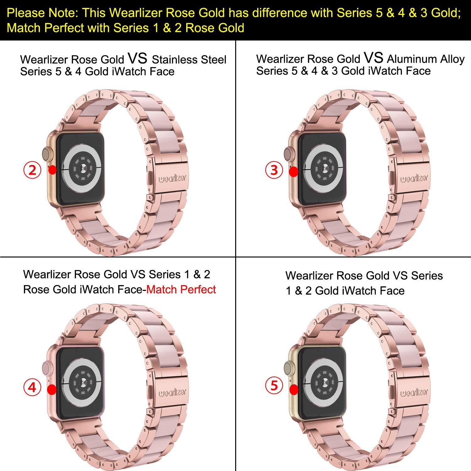 Wearlizer Rose Pink Compatible with Apple Watch Band 38mm 40mm 41mm Womens Mens Replacement, Stainless Steel Strap Fashion Resin Wristband Sleek Bracelet Metal iWatch Ultra2/SE/10/9/8/7/6/5/4/3/2/1 - Image 2
