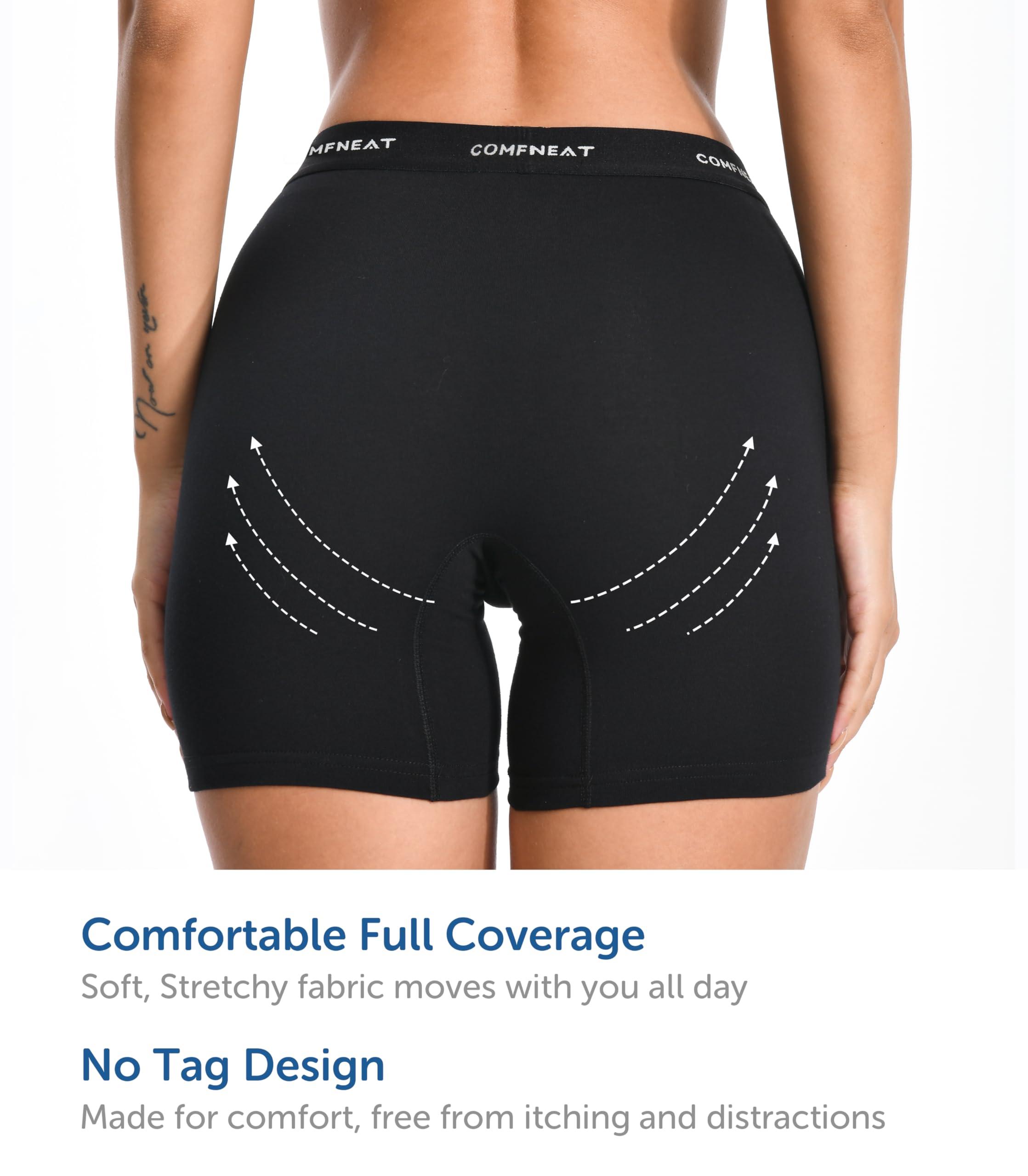 Comfneat Women's 4-Pack Boyshorts Cotton Spandex Boxer Briefs Stretchy Underwear Knitwear - Image 5