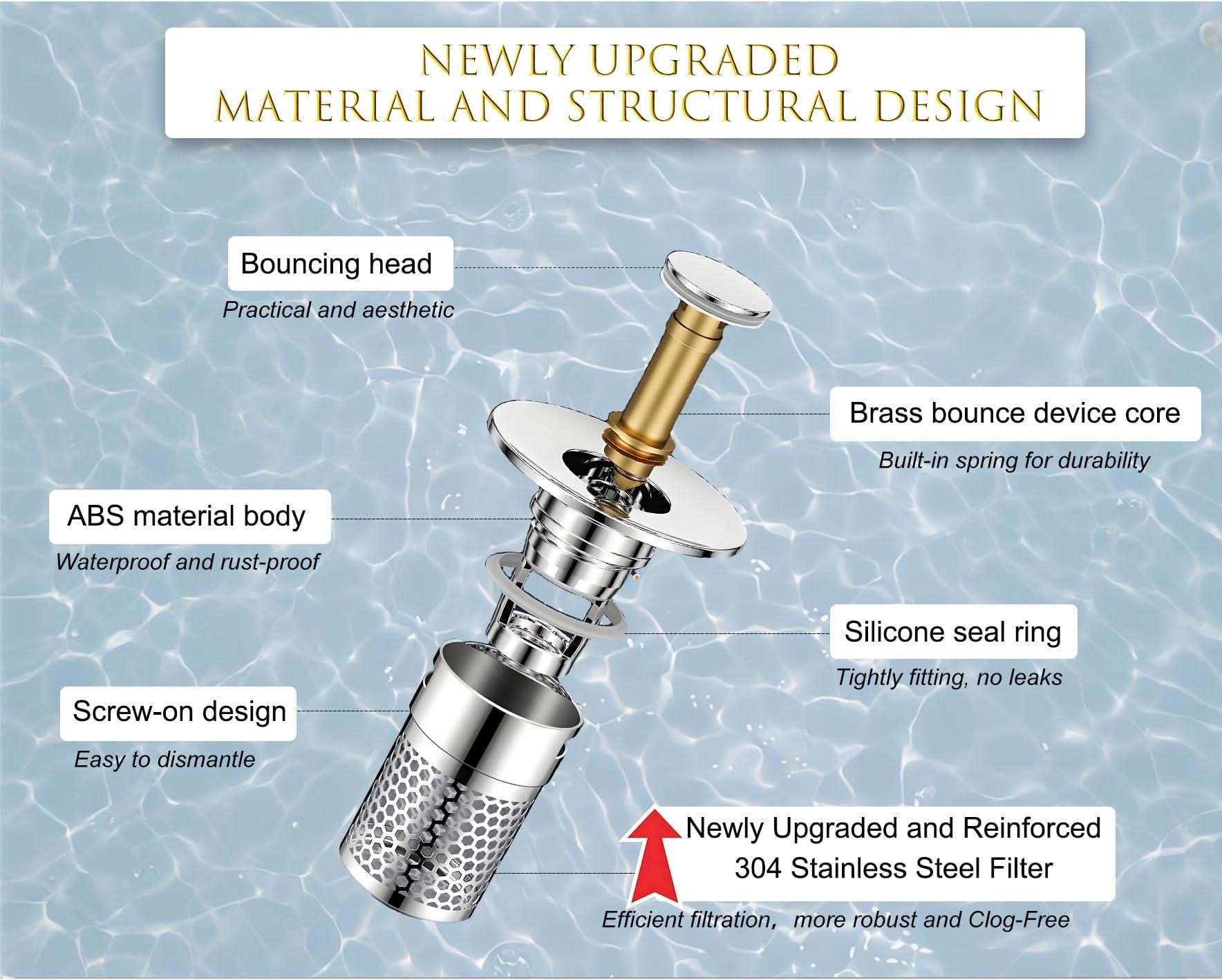 2PCS Bathroom Sink Drain Strainer,Stainless Steel Bathroom Drain Filter,Drain Plug Filter,Hair Catching Sink Drain,Floor Drain Filter,Bathroom Drain Sink Stopper. (Silver-b) - Image 6