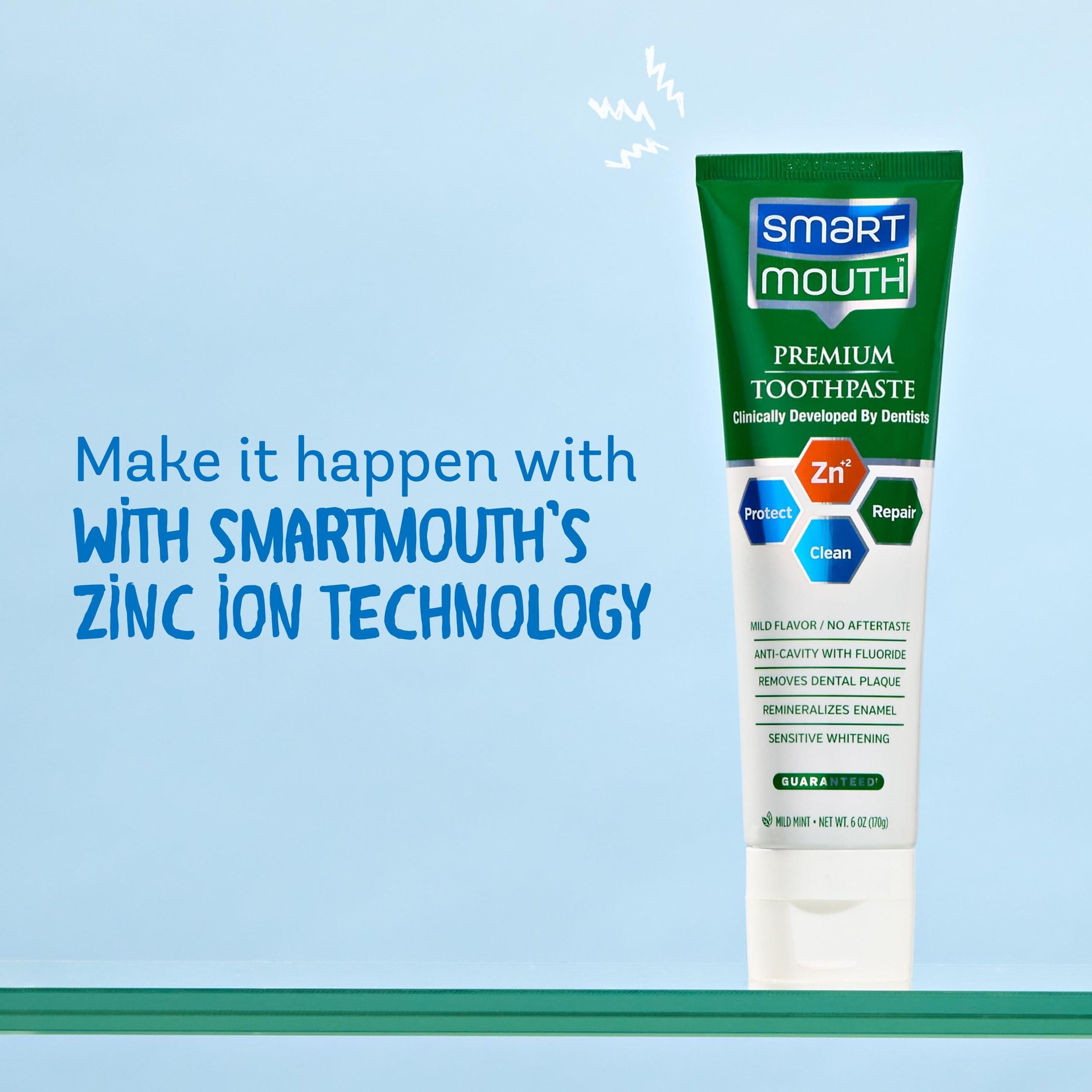 SmartMouth Premium Zinc Ion Toothpaste - Whitening - with Fluoride - Refreshing, Anti-Cavity Toothpaste for Adults - Strengthens Enamel - Mild Mint Flavor, 6 oz (2 Pack) - Image 4