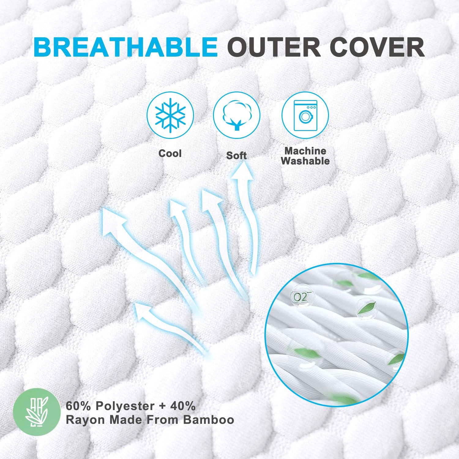 VVZ Cooling Bed Pillows Queen Size Set of 2, Shredded Memory Foam Pillows for Side Back Stomach Sleepers, Luxury Cool Gel Adjustable Firm Bed Pillows for Sleeping 2 Pack Queen Size 20 x 30 Inches - Image 6