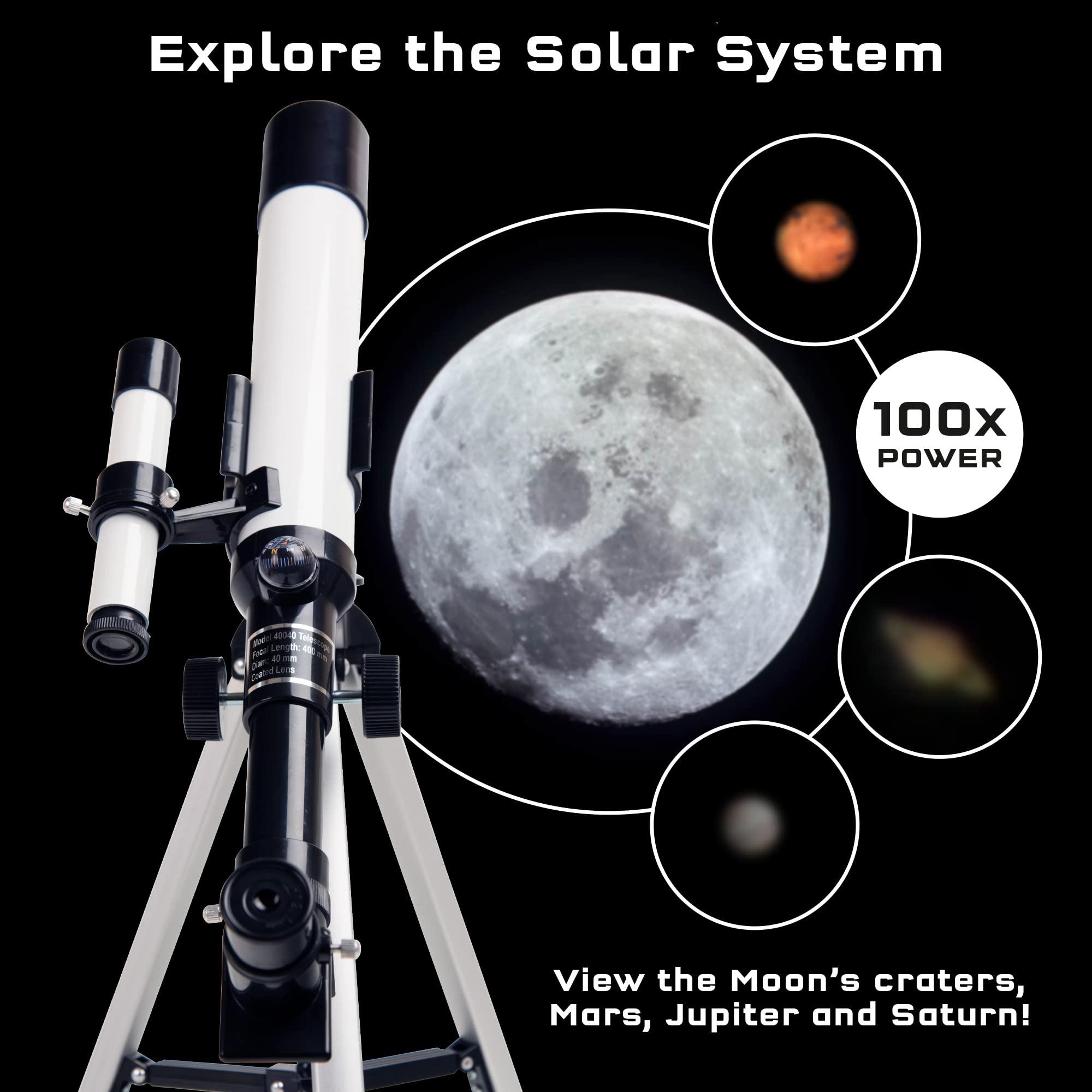 The Thames & Kosmos Telescope Essential STEM Tool | Childrens Refractor Telescope with 100x Magnification & Built-in Compass | Classic Scientific Device for Astronomical & Terrestrial Observations - Image 4