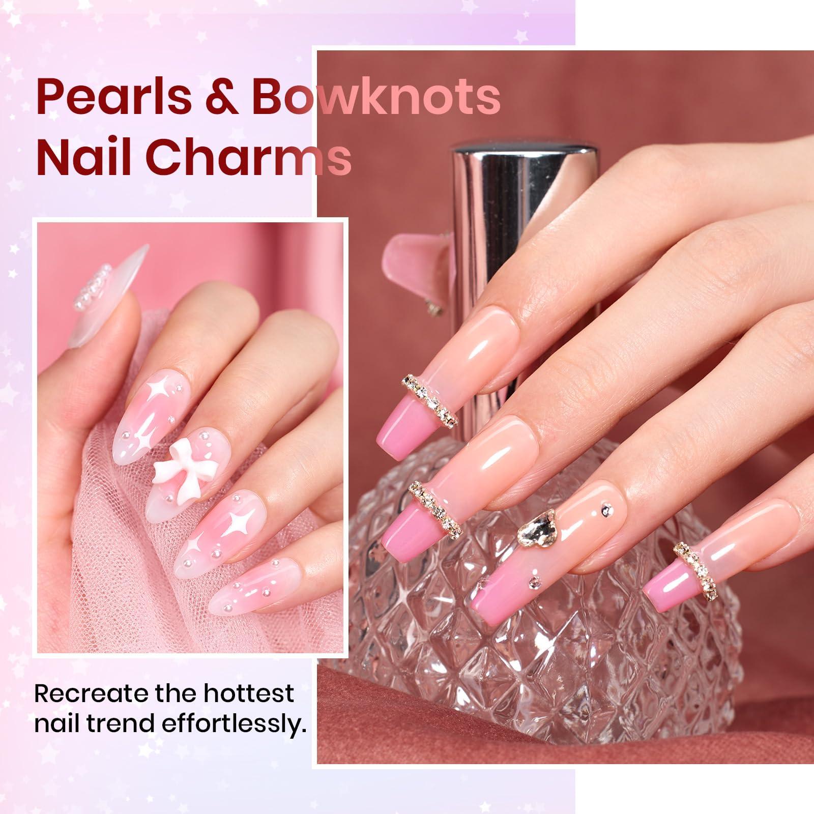 Beetles Jelly Gel Nail Polish Set, 25PCS 20 Colors Sheer Neutral Nude Pink Glitter Milky White Gel Nail Kit Soak Off UV with Base Glossy Matte Top Coat Pearls Rhinestones Nail Charms Gift for Women - Image 2