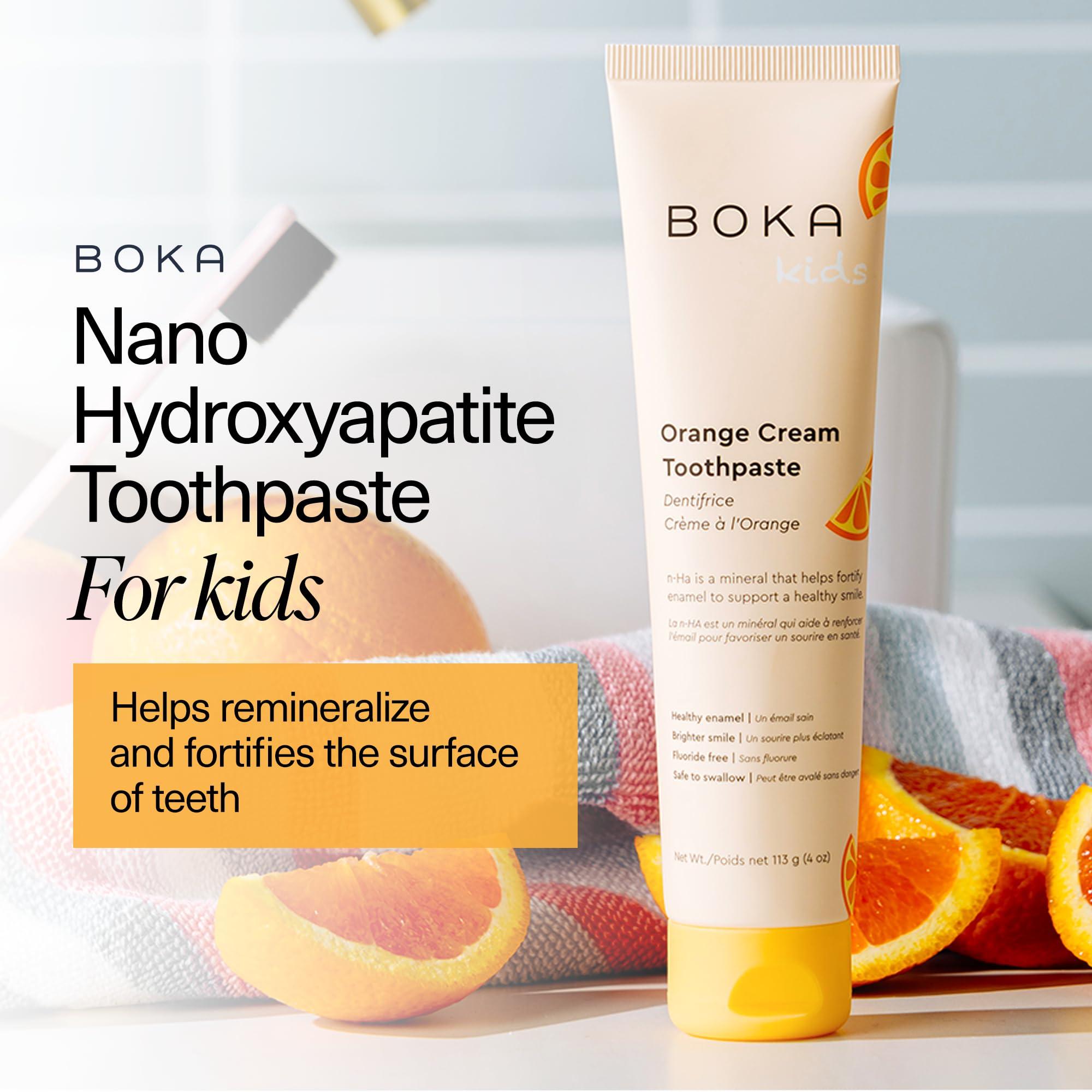 Boka Fluoride Free Toothpaste Nano Hydroxyapatite, Helps Remineralize, Appropriate for Sensitive Teeth, Whitening - for Adult, Kids Oral Care - Orange Cream Flavor, 4oz 1Pk - US Manufactured - Image 2