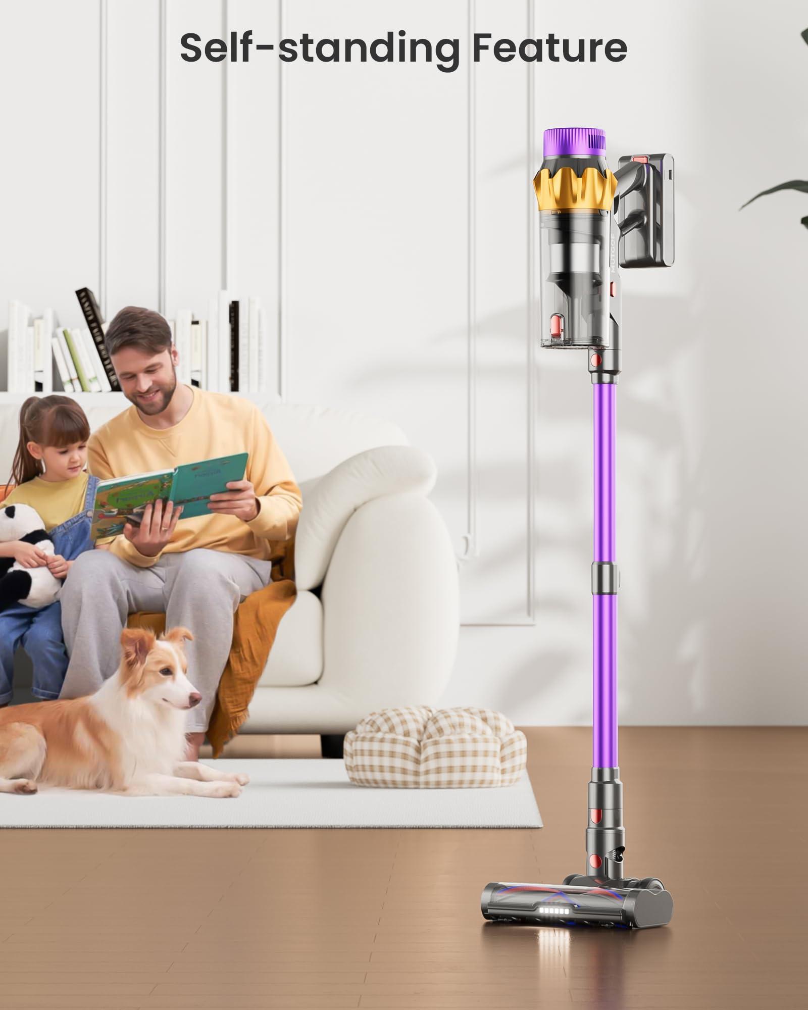 Cordless Vacuum Cleaner, 550W 45KPA 70 Mins Vacuum Cleaners for Home, Self-Standing Cordless Vacuum with Charging Dock Station, LED Display, Upgraded Anti-Tangle Stick Vacuum for Pet Hair/Carpet/Floor - Image 5