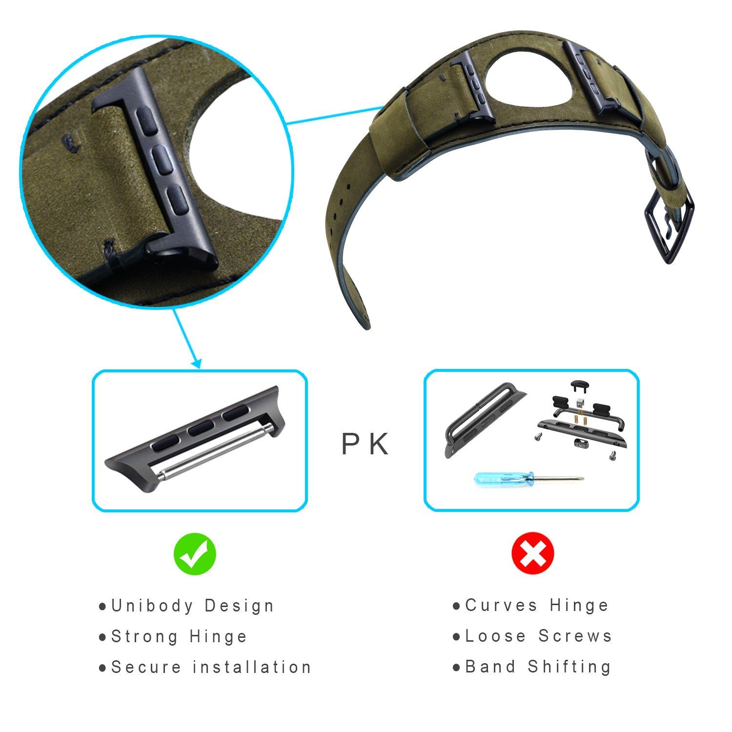 CooBES Compatible with Apple Watch Band 49/46/45/44mm/42mm(Series 3 2 1),Genuine Leather Bracelet Wristband Crazy Horse Cuff Strap Compatible iWatch Ultra/Ultra2 Series 10/9/8/7/6/5/4/3/2/1 (Green) - Image 5