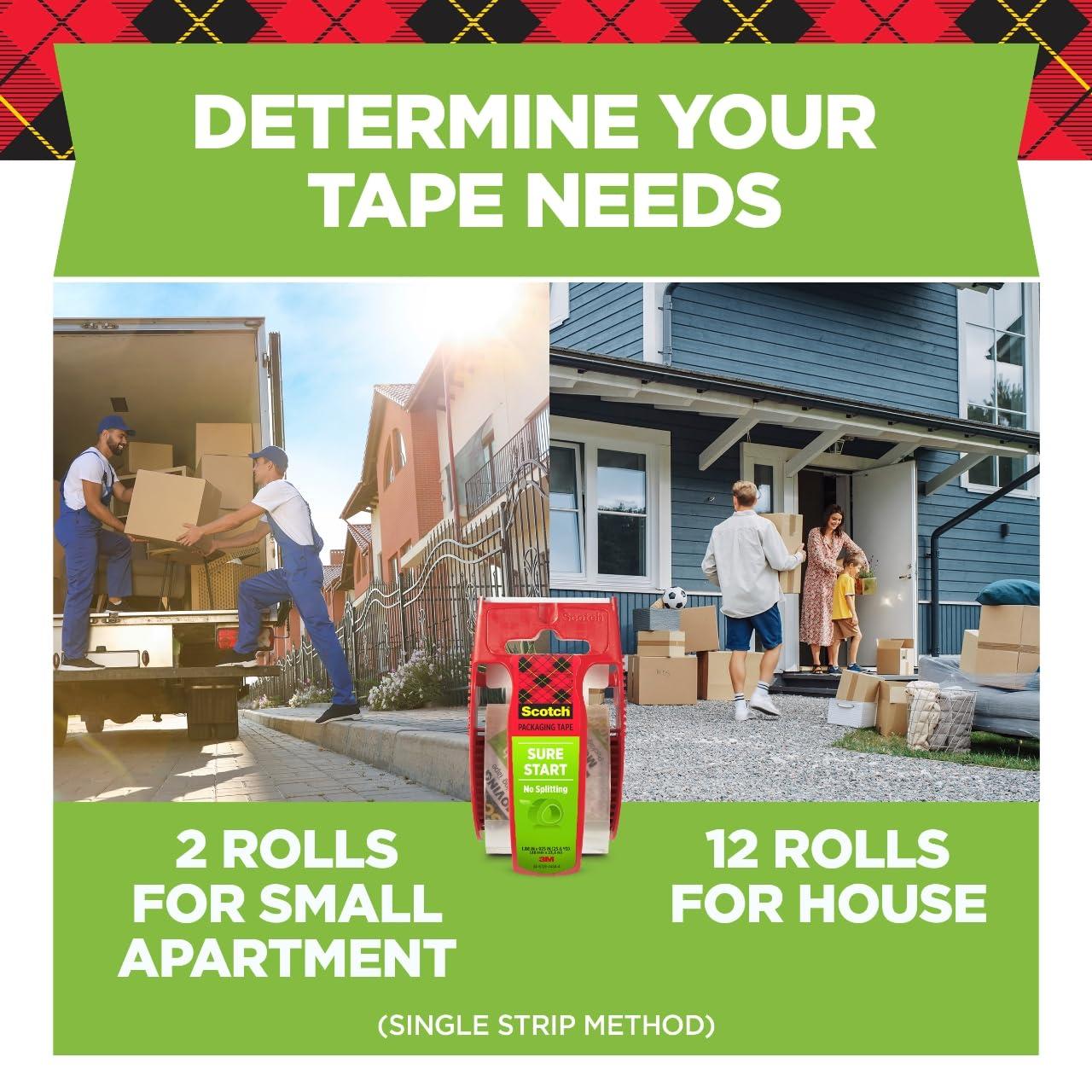 Scotch Sure Start Shipping Packaging Tape, 1.88" x 22.2 yd, Designed for Packing, Shipping and Mailing, Quiet Unwind, No Splitting or Tearing, 1.5" Core, Clear, 6 Dispensered Rolls (145-6) - Image 6