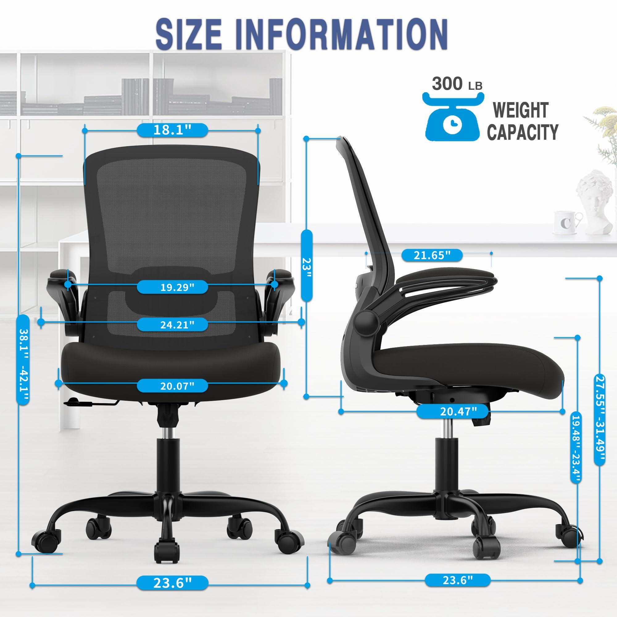 Mimoglad Office Chair, Ergonomic Desk Chair with Adjustable Lumbar Support, High Back Mesh Computer Chair with Flip-up Armrests-BIFMA Passed Task Chairs, Executive Chair for Home Office - Image 2