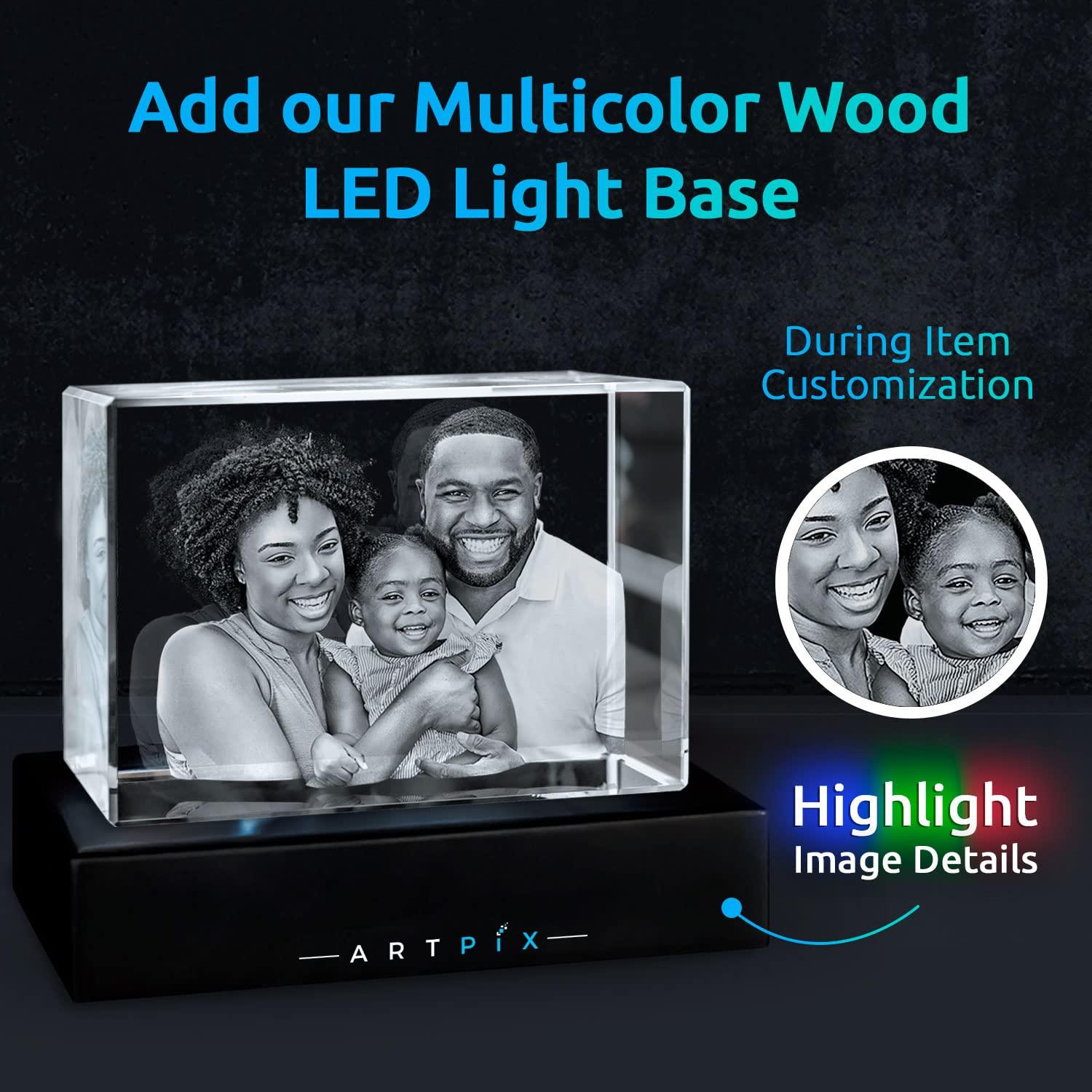 ArtPix 3D Crystal Photo, Personalized Gifts for Women, Wife, Her, Him, Men, Husband, Grandma, Great Customized Gift With Your Own Photo, Custom Glass 3D Laser Etched Picture Wedding - Image 2